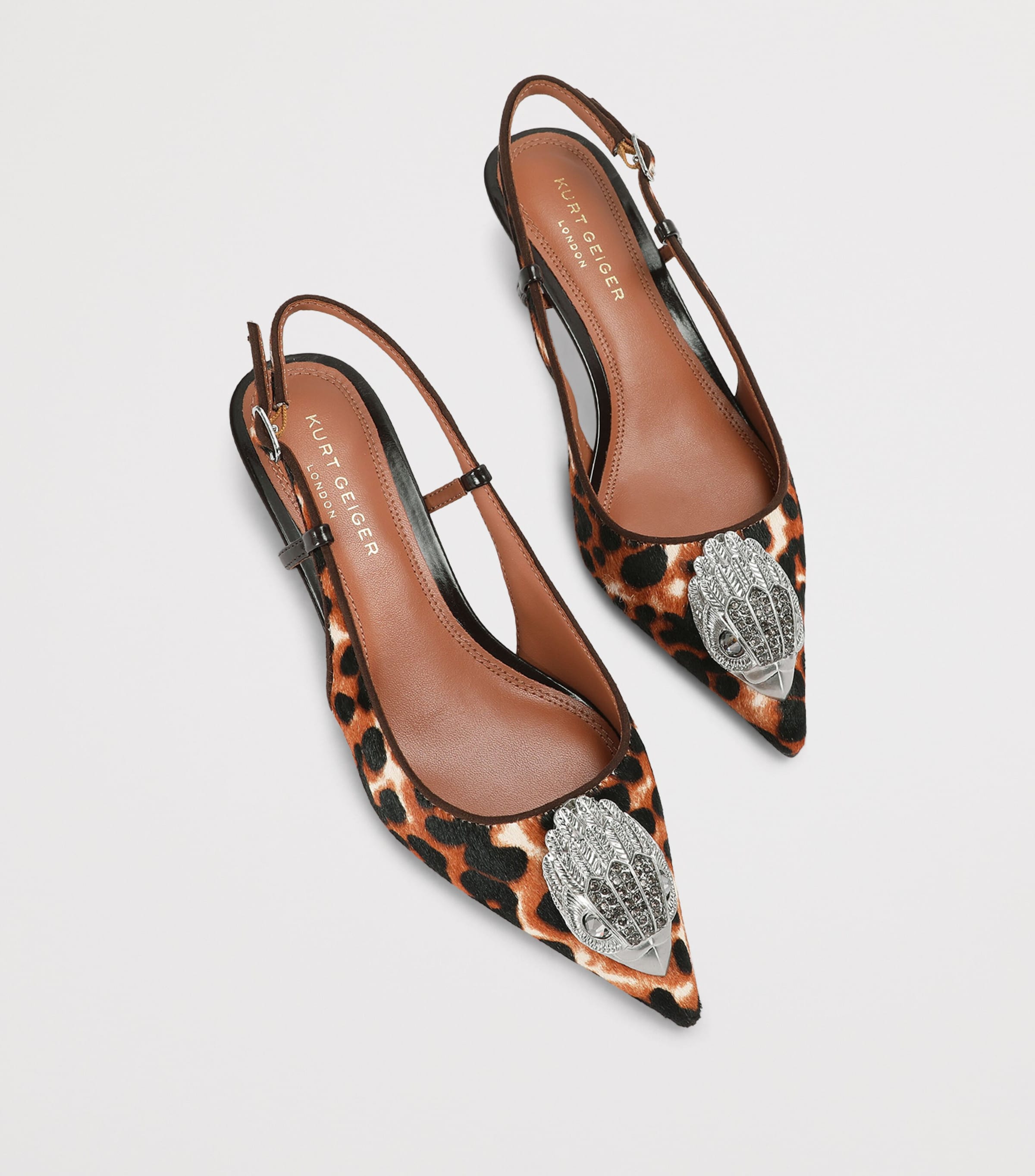 Kurt Geiger London Leather Belsize Slingback Heels 40 Camel/oth Image 4