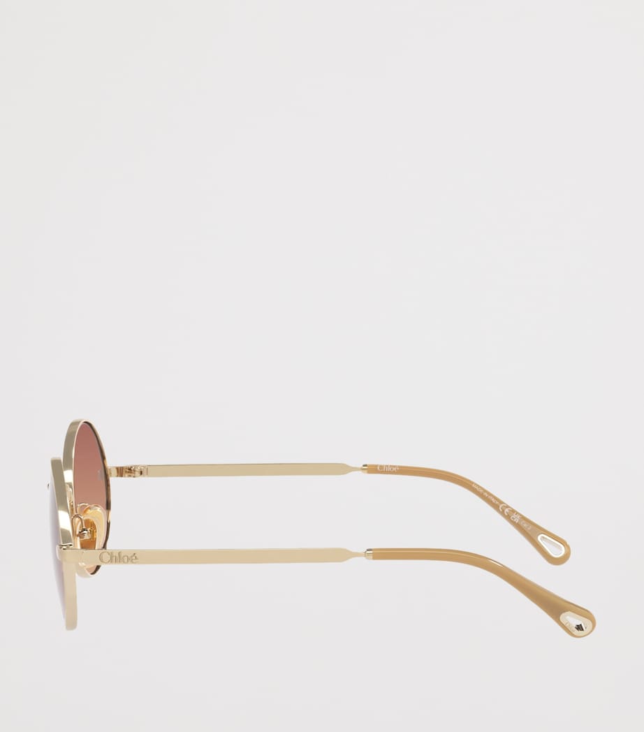 Chloé Metal Aly Round Sunglasses Gold Image 3