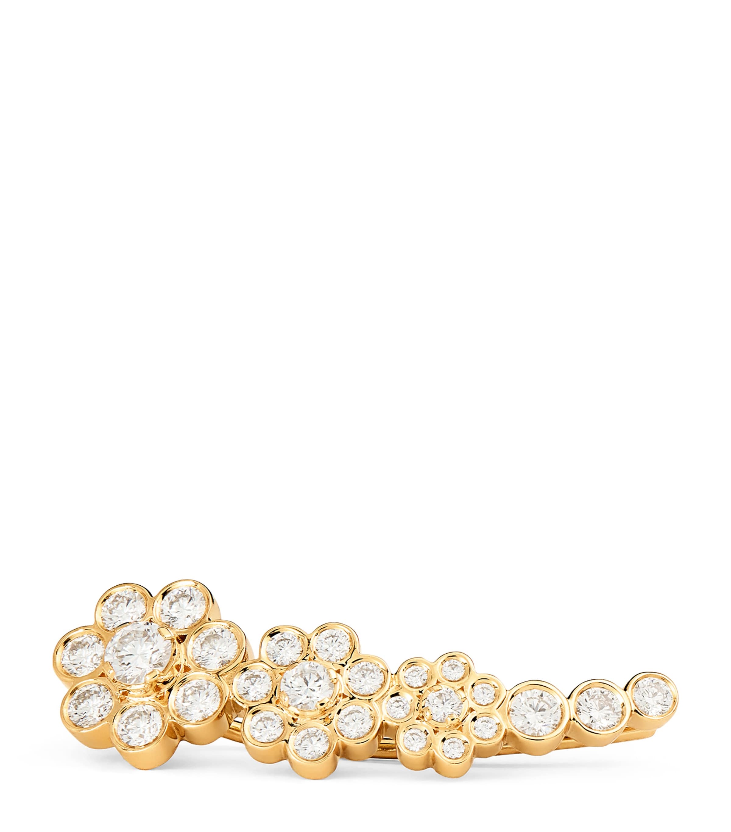 Sophie Bille Brahe Yellow Gold And Diamond Right Croissant Fleur Single Earring In Gold
