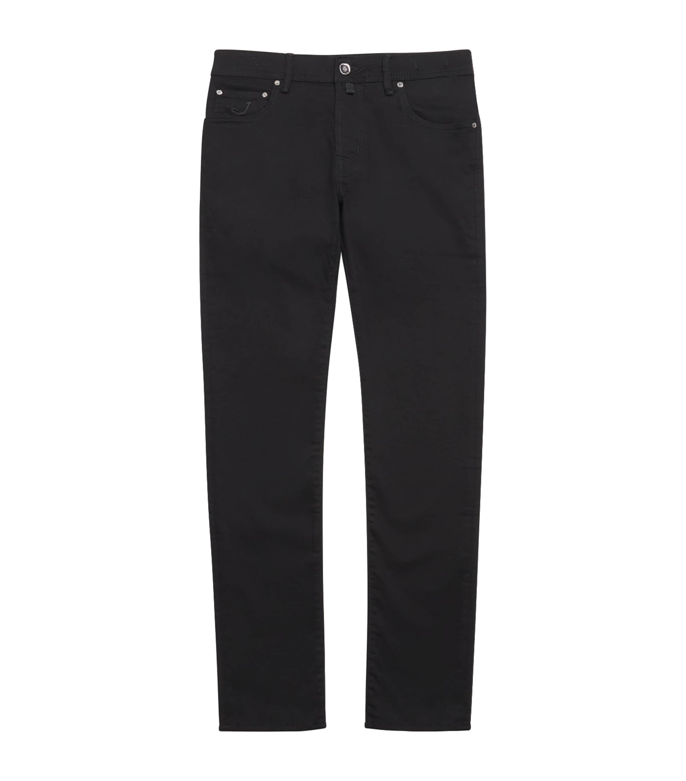 Jacob Cohen Lizardskin-patch Nick Slim Jeans In Black