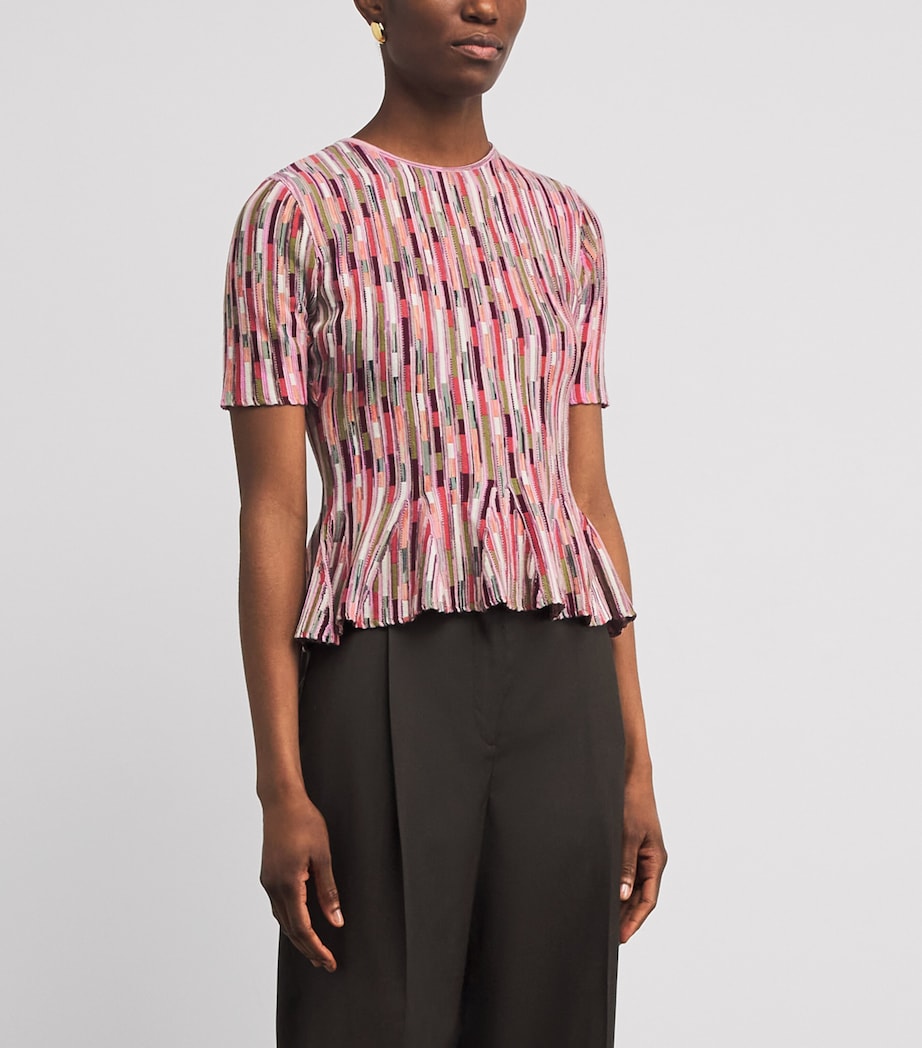Knitted Stripe Samira T-Shirt ROSEWOOD Image 3
