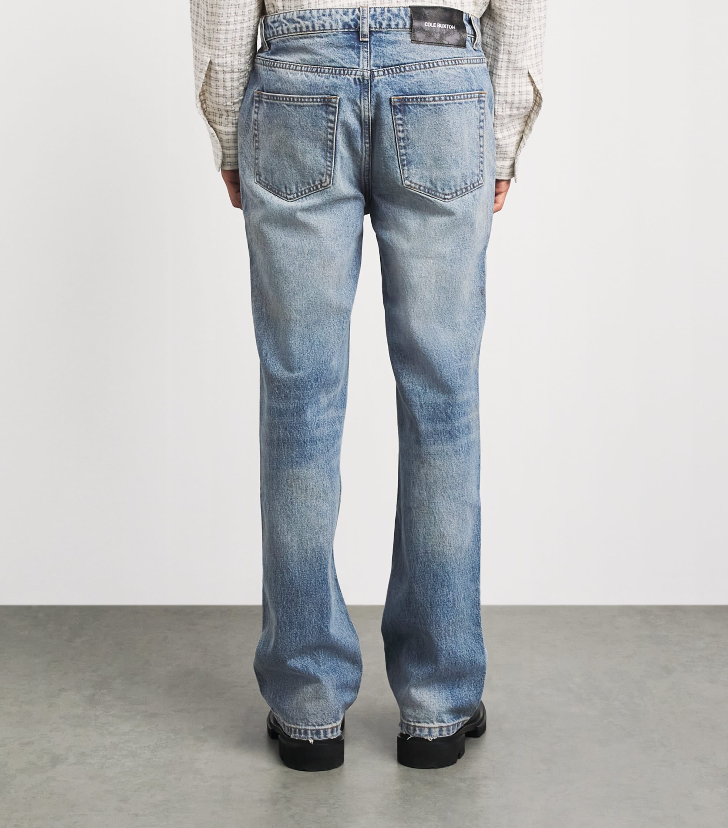 COLE BUXTON Mens Distressed Straight Jeans Blue Image 5