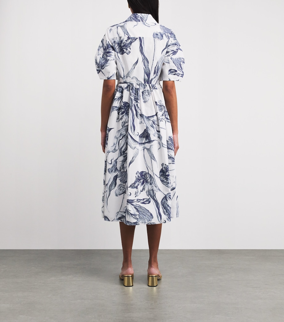 Erdem Womens Cotton Floral Print Midi Dress Btnical Engrve Ivry Image 4