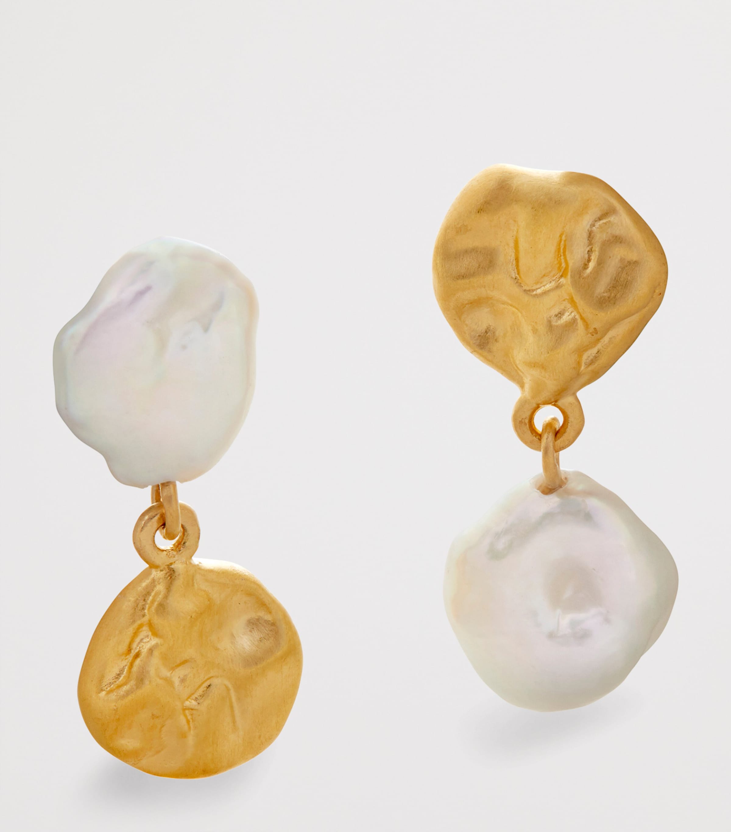 Small Gold Vermeil and Keshi Pearl Drop Earrings 18K GOLD VERMEIL Image 2