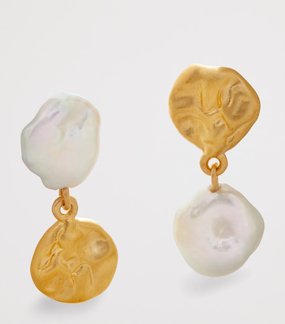 Small Gold Vermeil and Keshi Pearl Drop Earrings 18K GOLD VERMEIL Image 2