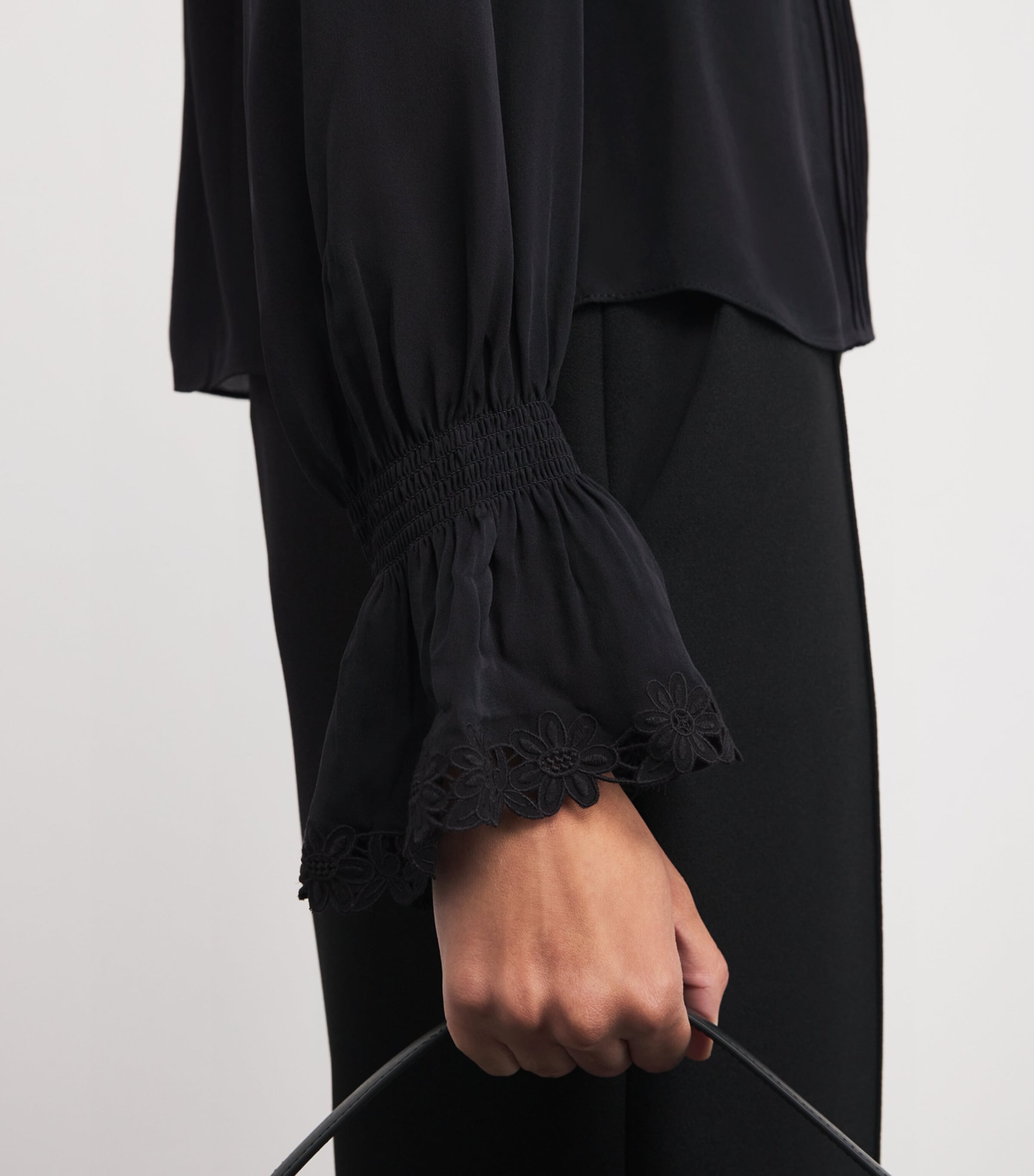 Silk Embroidered Blouse BLACK Image 6