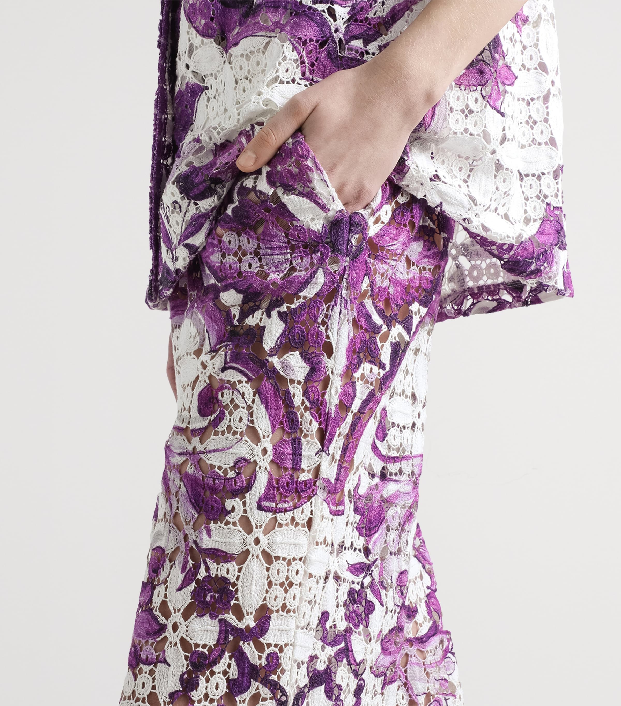 Majolica Print Lace Cropped Trousers IP3TN-MIX MAIOLICA V Image 2