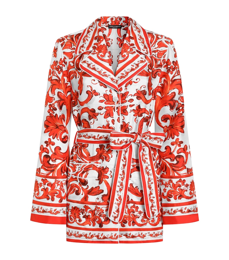 Dolce&Gabbana Womens Silk Majolica Print Kimono Shirt Combined Colou Image 1