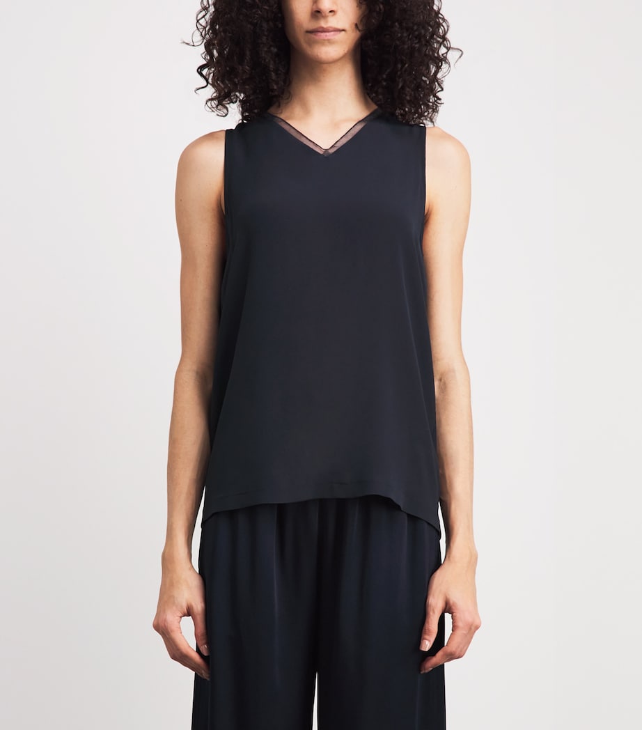 Fabiana Filippi Womens Embellished Crepe Tank Top Blu Notte Image 4