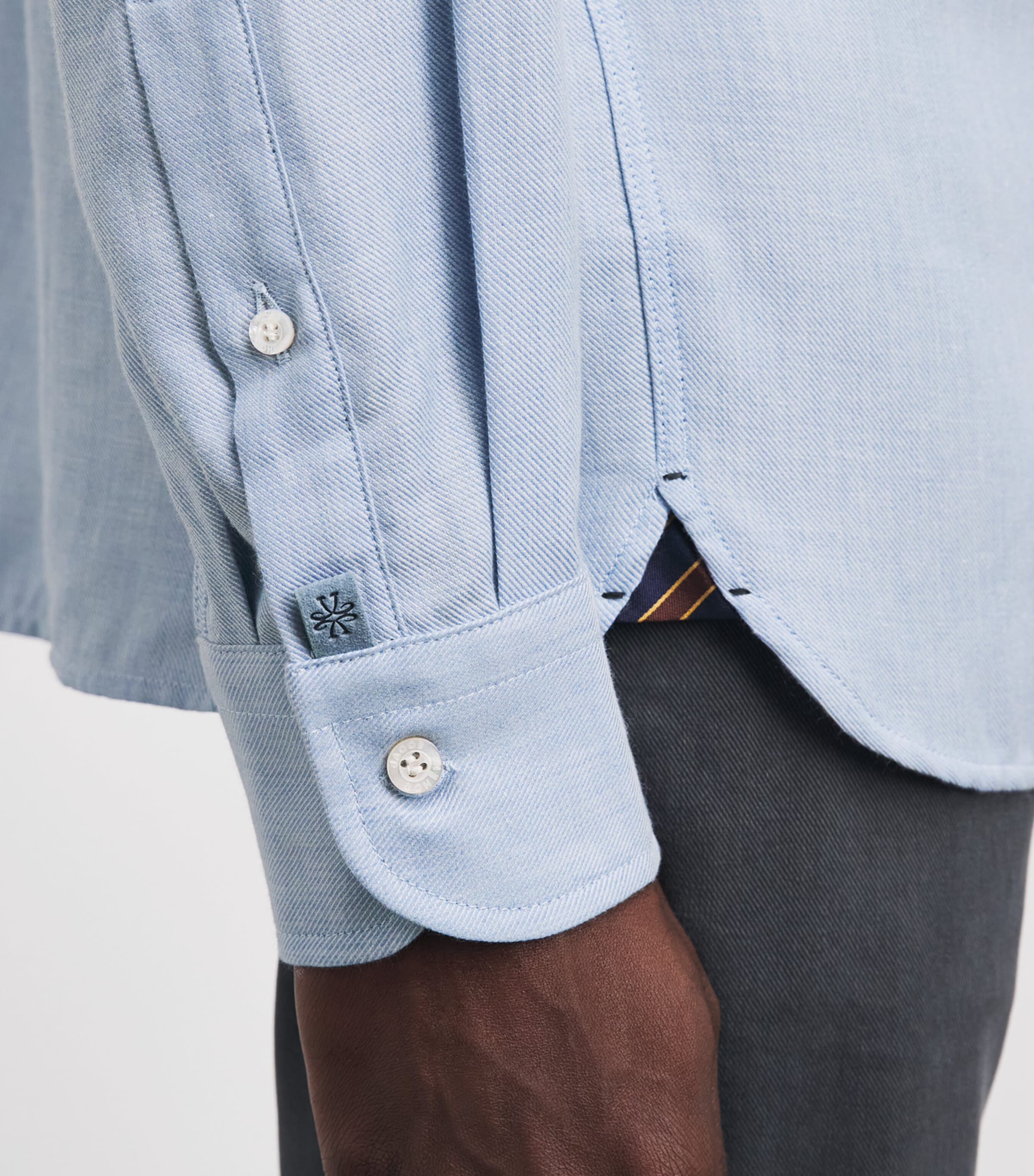 Jacob Cohën Mens Cotton-Cashmere Batavian Twill Embroidered Shirt Azure Image 3