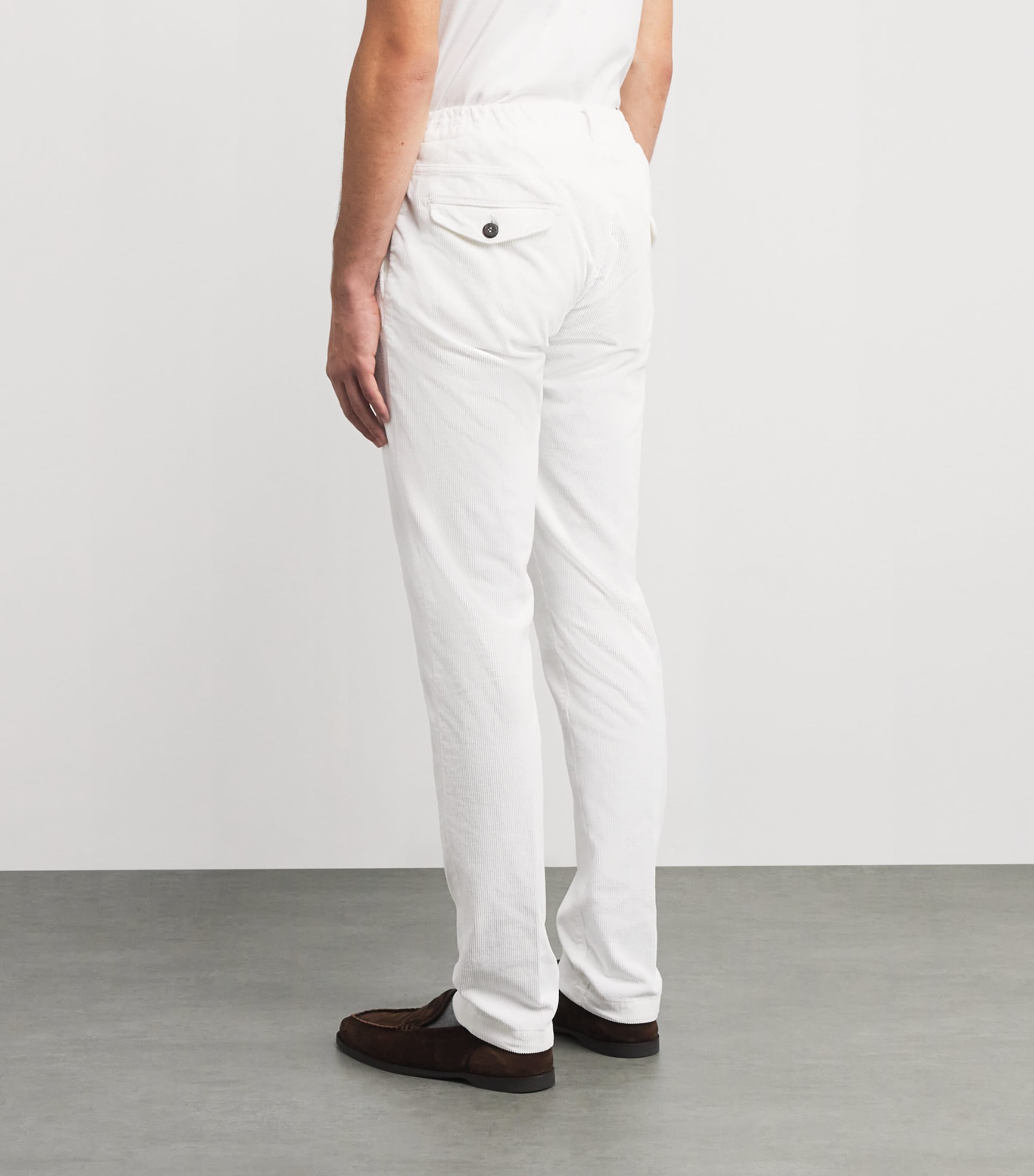 Corduroy Drawstring Straight Trousers BIANCO Image 4