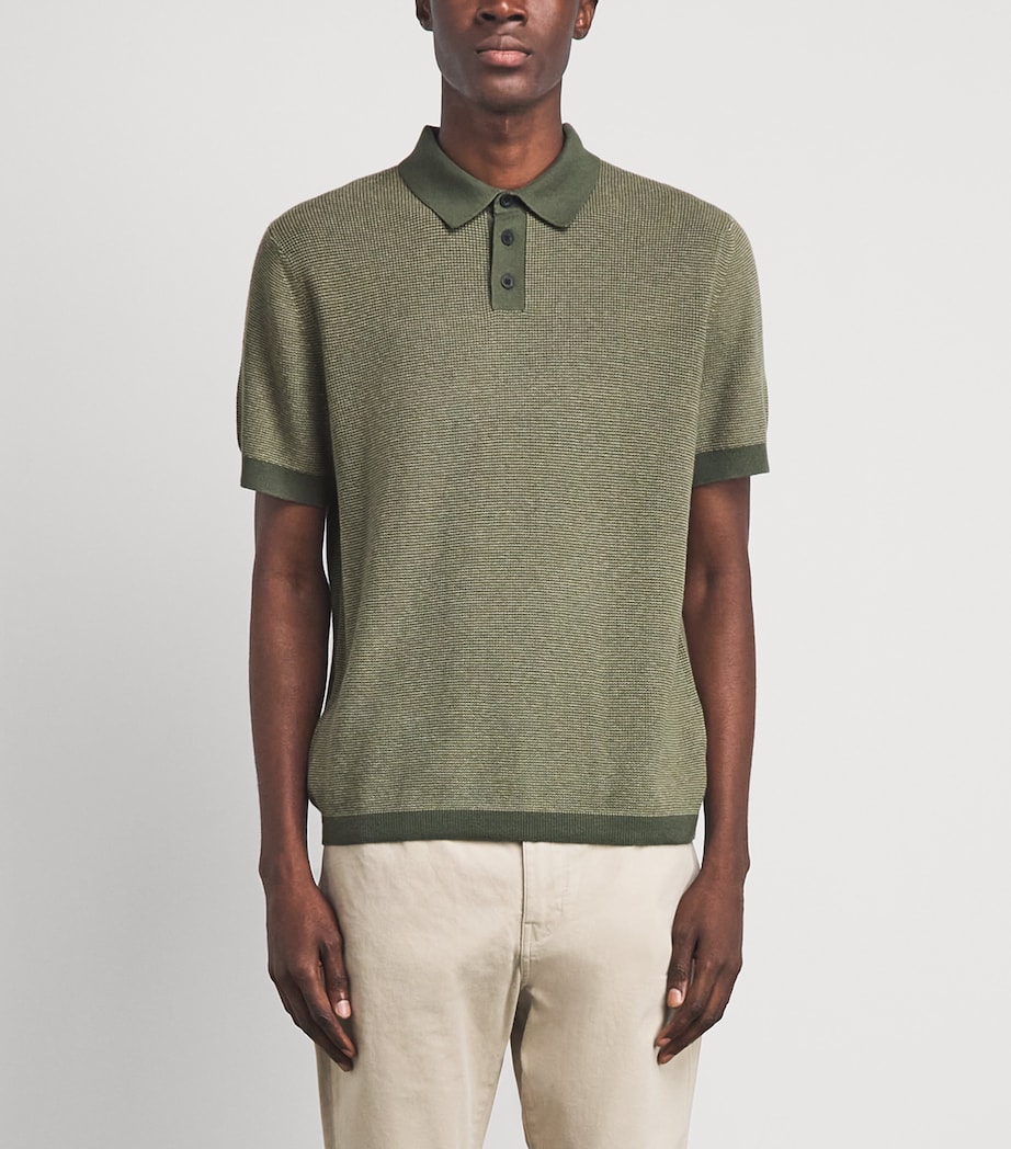 Vince Mens Cotton-Cashmere Polo Shirt Coultr Grn/dsrt Brsh Image 4