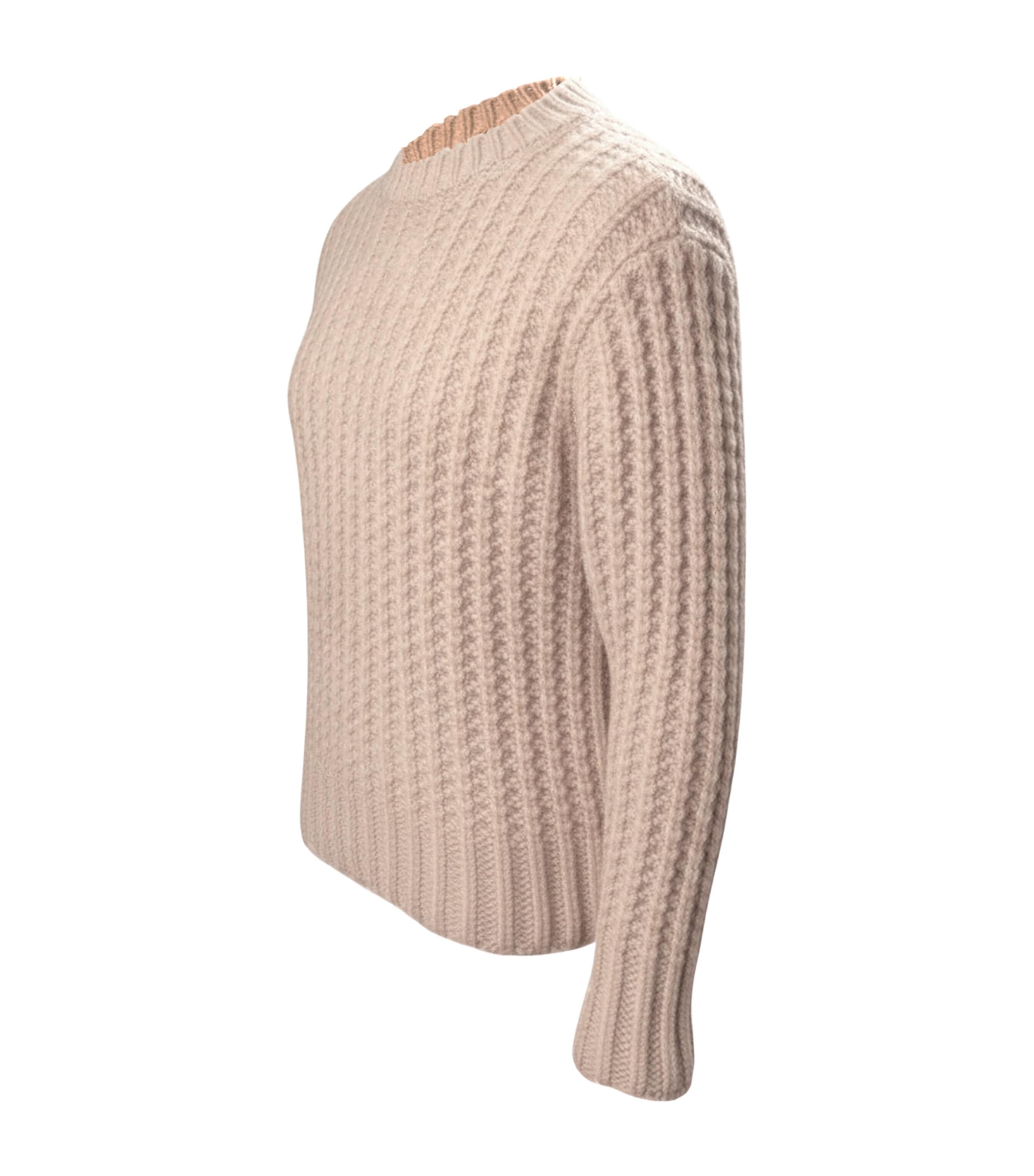 Alan Scott Mens Cashmere Feather Knit Sweater Natural/black Image 3