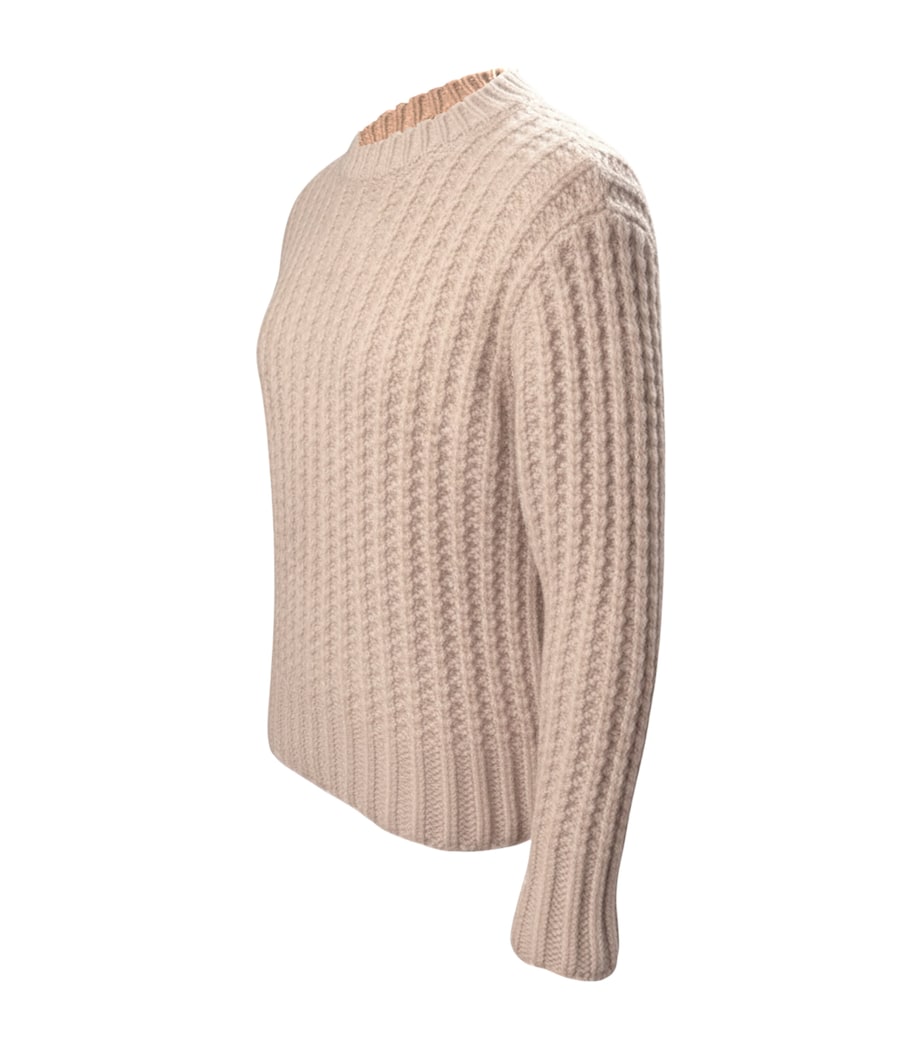 Alan Scott Mens Cashmere Feather Knit Sweater Natural/black Image 3