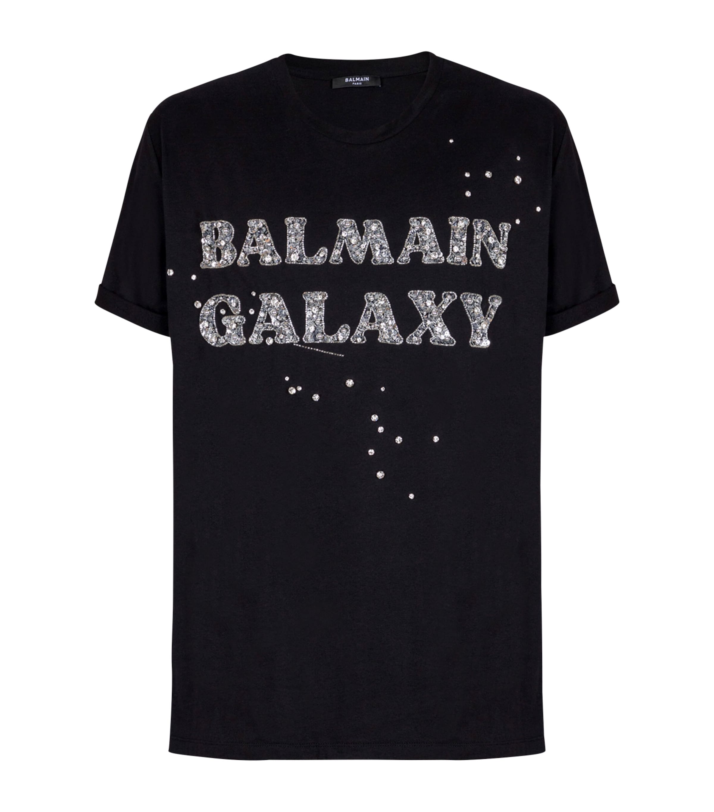 Balmain Embroidered Galaxy Logo T-shirt In Silver