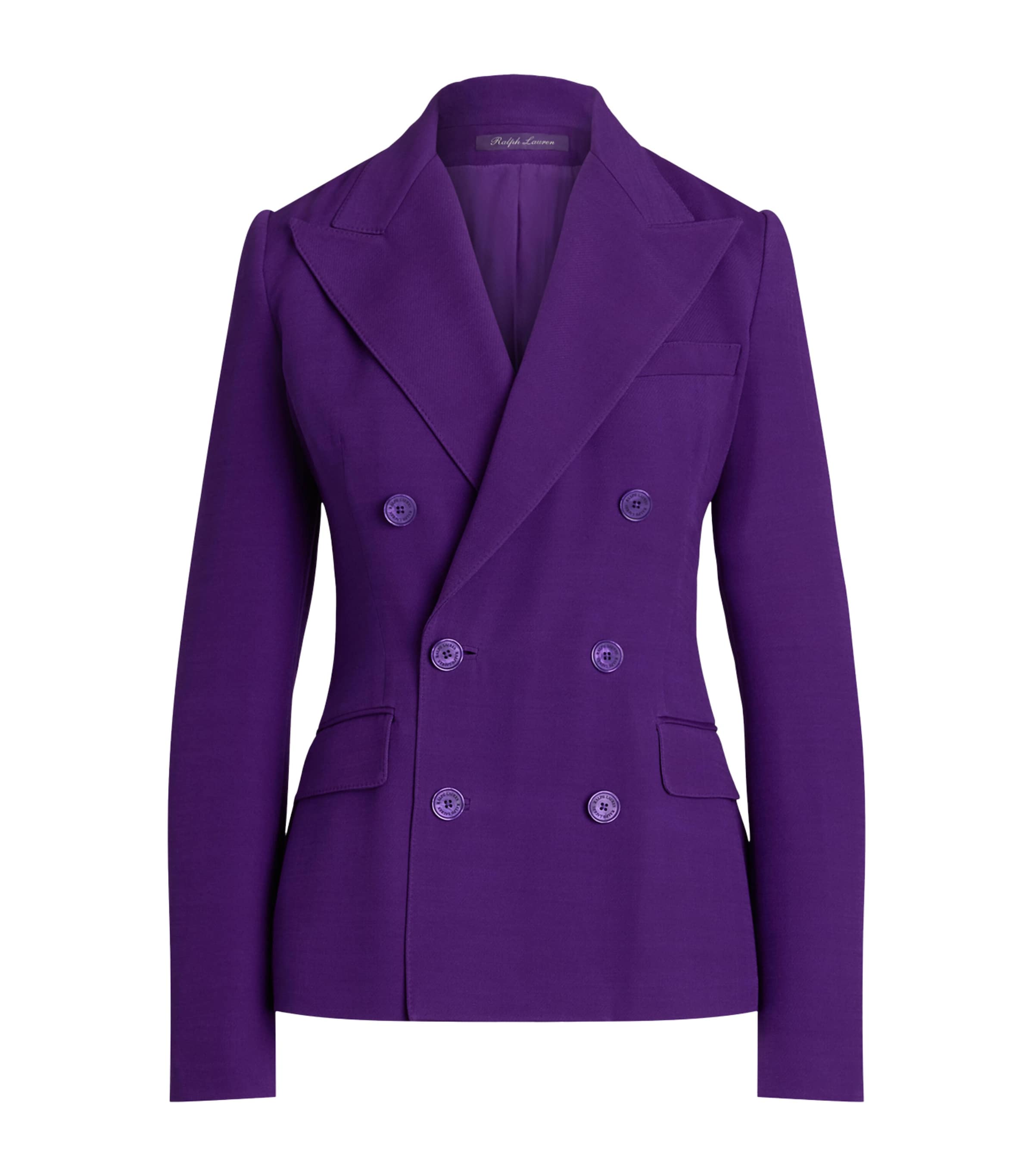Polo Ralph Lauren Desmond Double-breasted Couture Suiting Wool Blazer In Purple