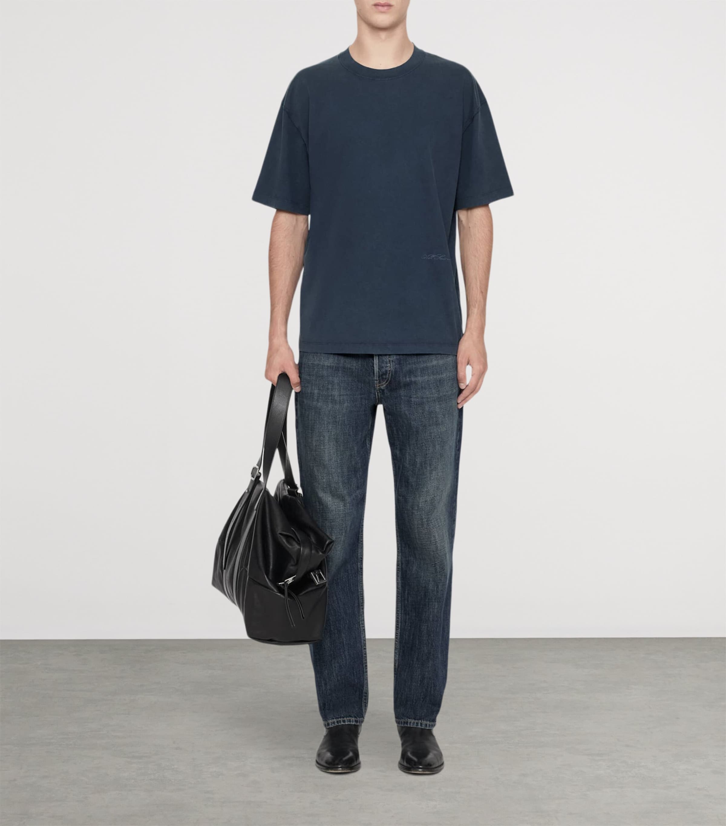 AllSaints Mens Organic Cotton Maddox T-Shirt Navy Blue Image 2