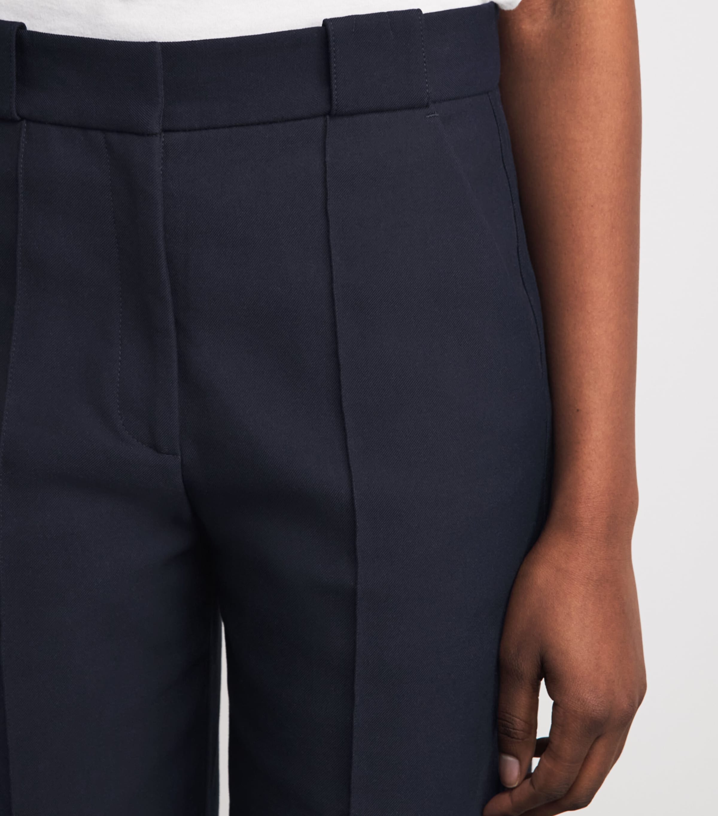 ME+EM Womens Cotton Cropped Trousers Navy Image 3