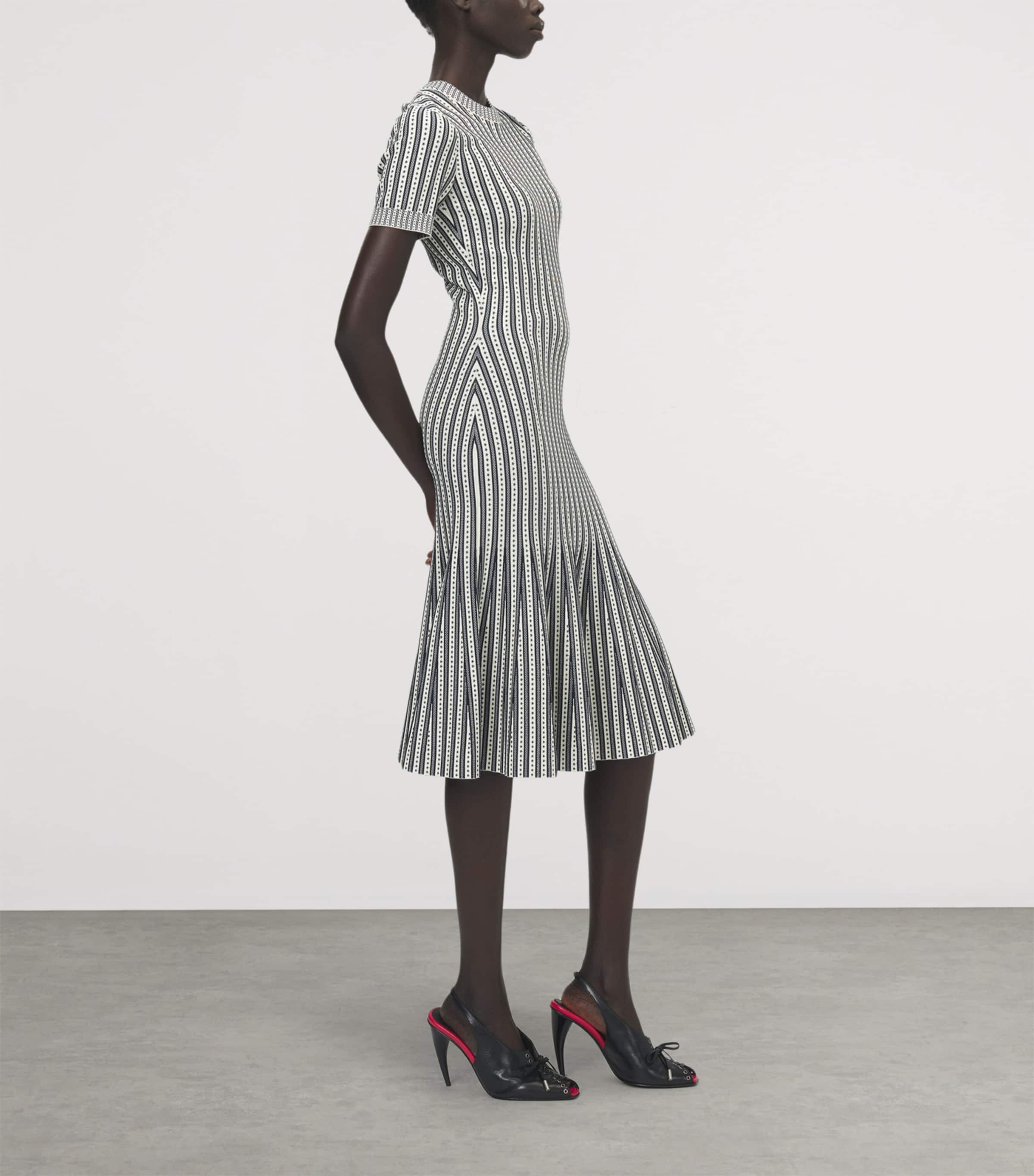 McQueen Womens Knitted Stripe Midi Dress Image 4