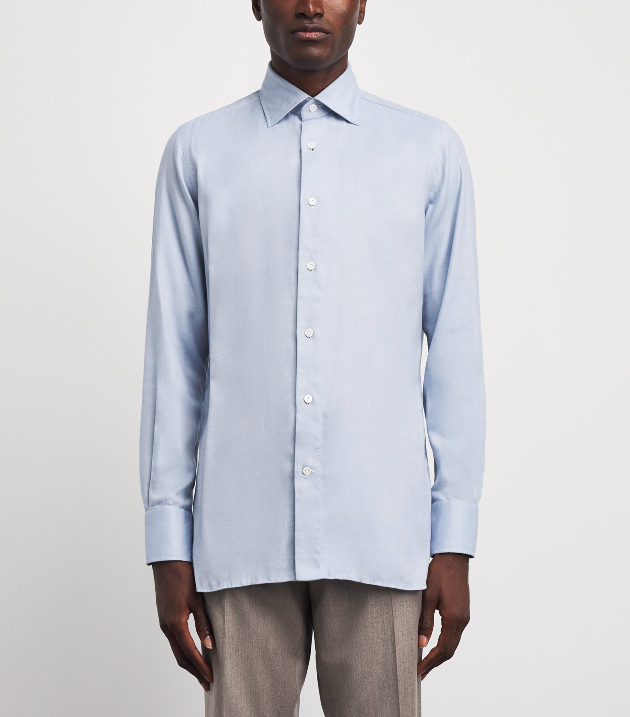 100HANDS Mens Herringbone Shirt Light Blue Image 4