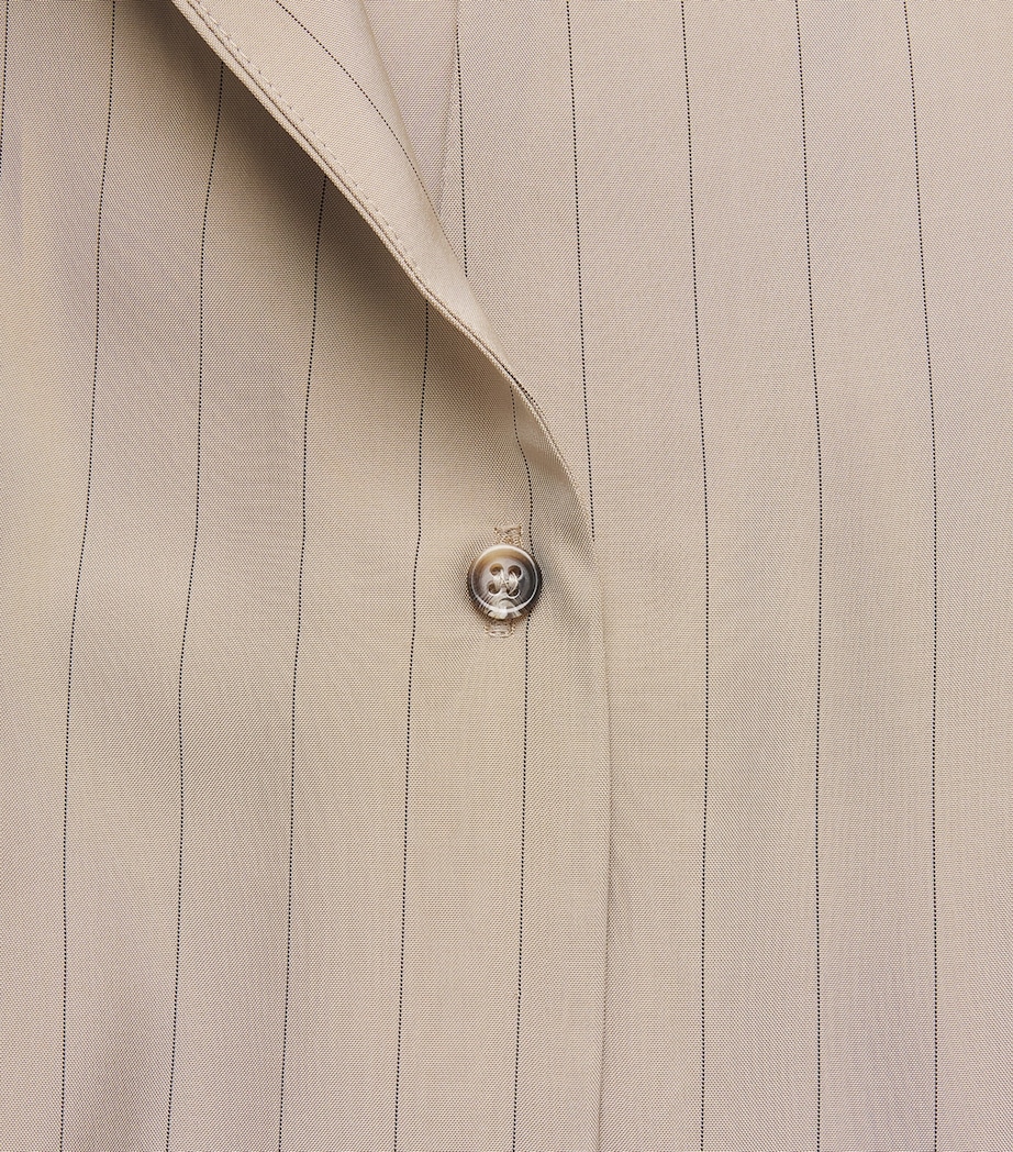 Liberowe Womens Pinstripe Ellis Tie Shirt Beige Pinstripe Image 6