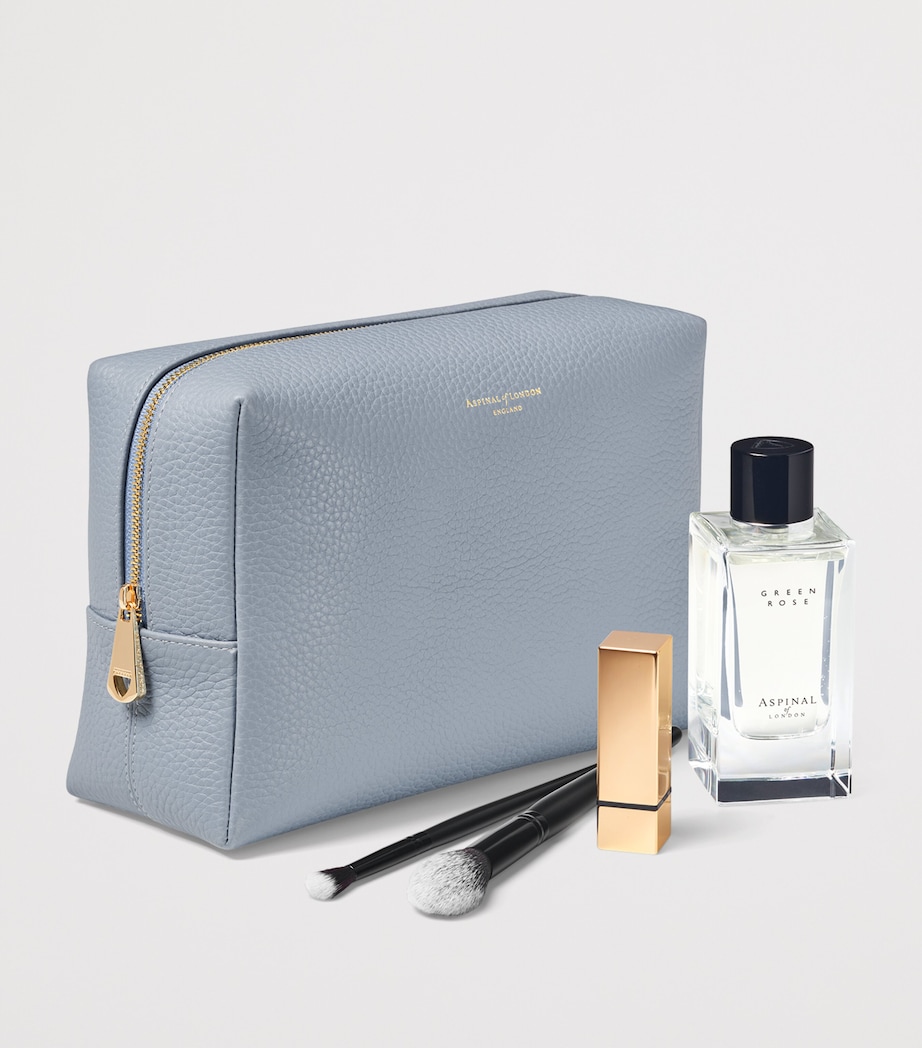 Aspinal Of London Large Grained Leather Cosmetics Case Skyblue Image 2