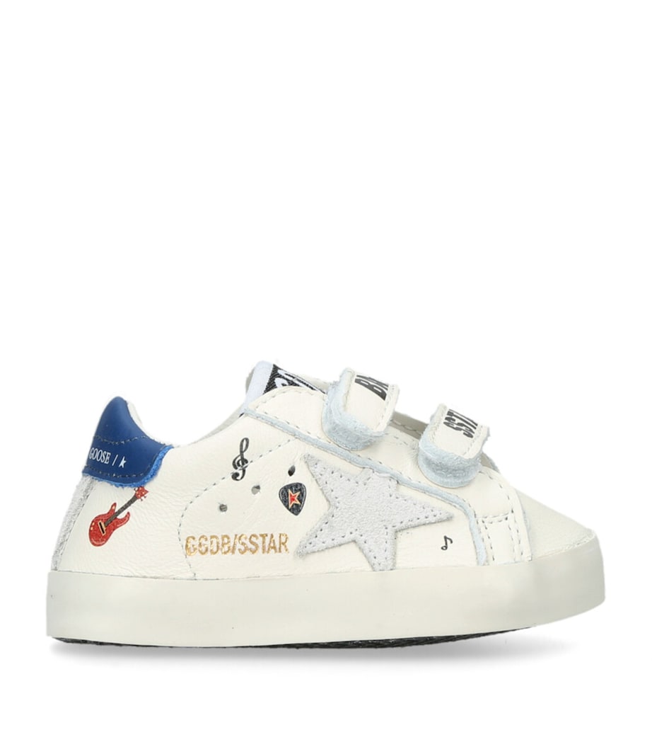 Leather Baby School Sneakers WHITE/NAVY Image 1