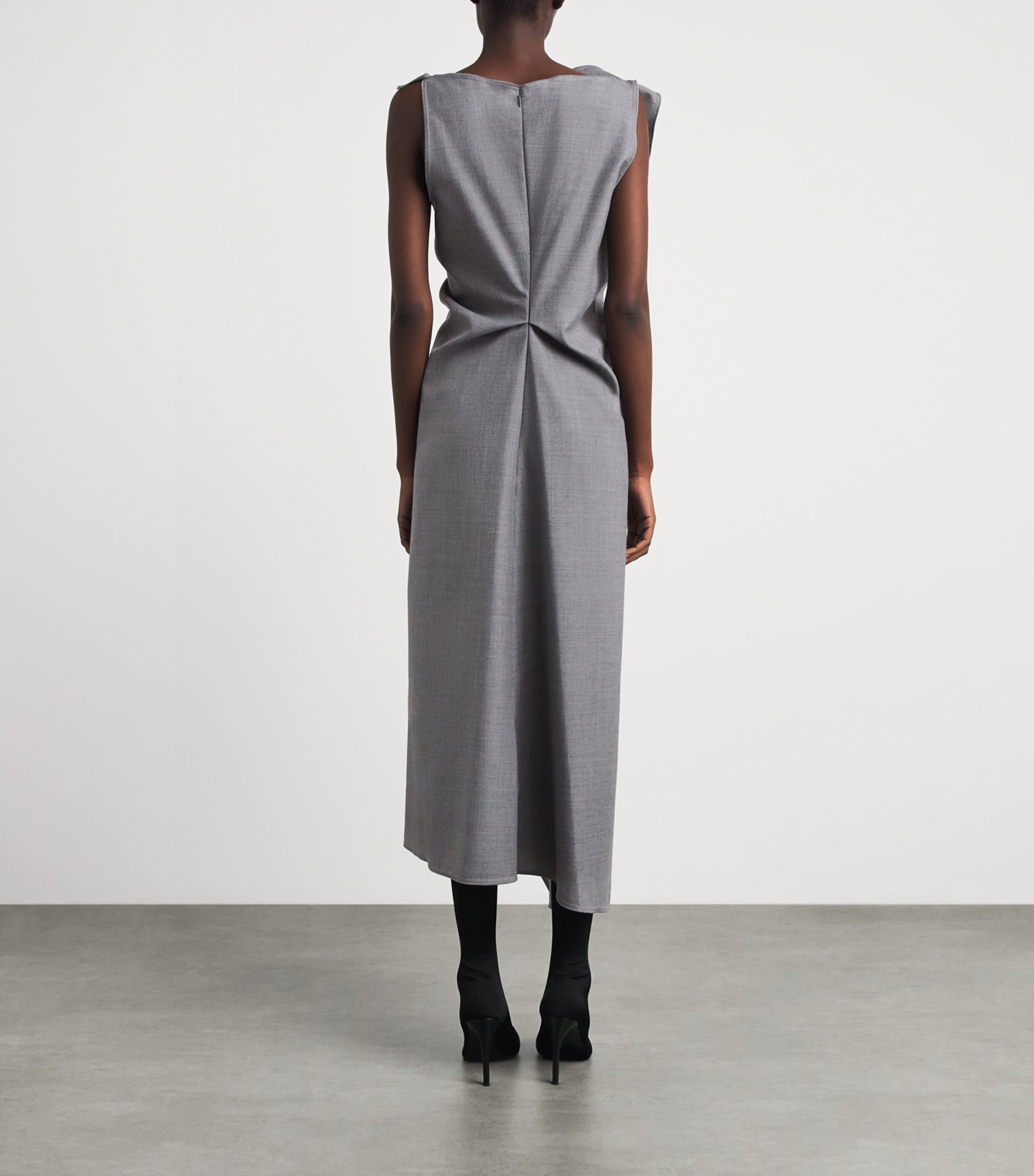 Victoria Beckham Womens Wool Draped Tailored Midi Dress Gry Mlng Image 4