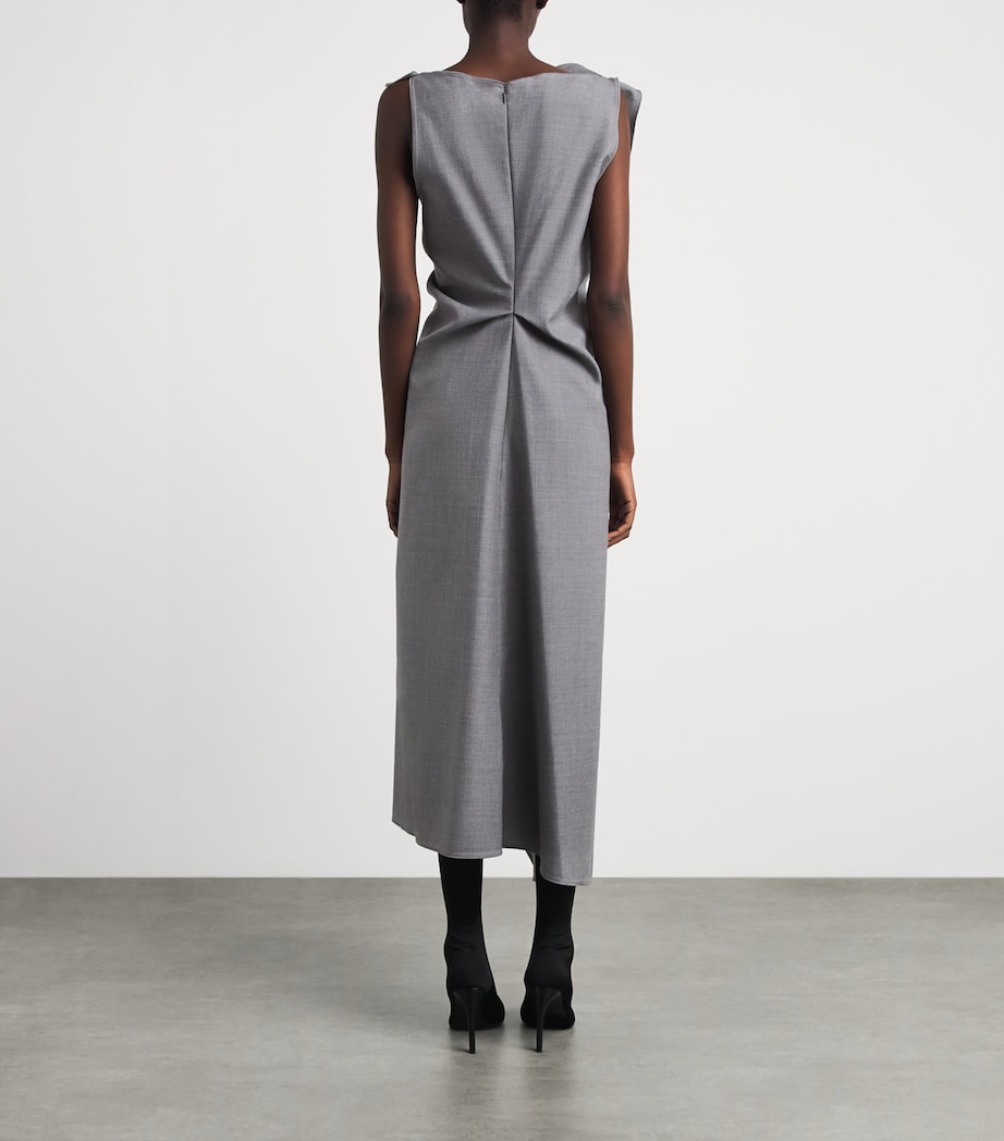 Victoria Beckham Womens Wool Draped Tailored Midi Dress Gry Mlng Image 4