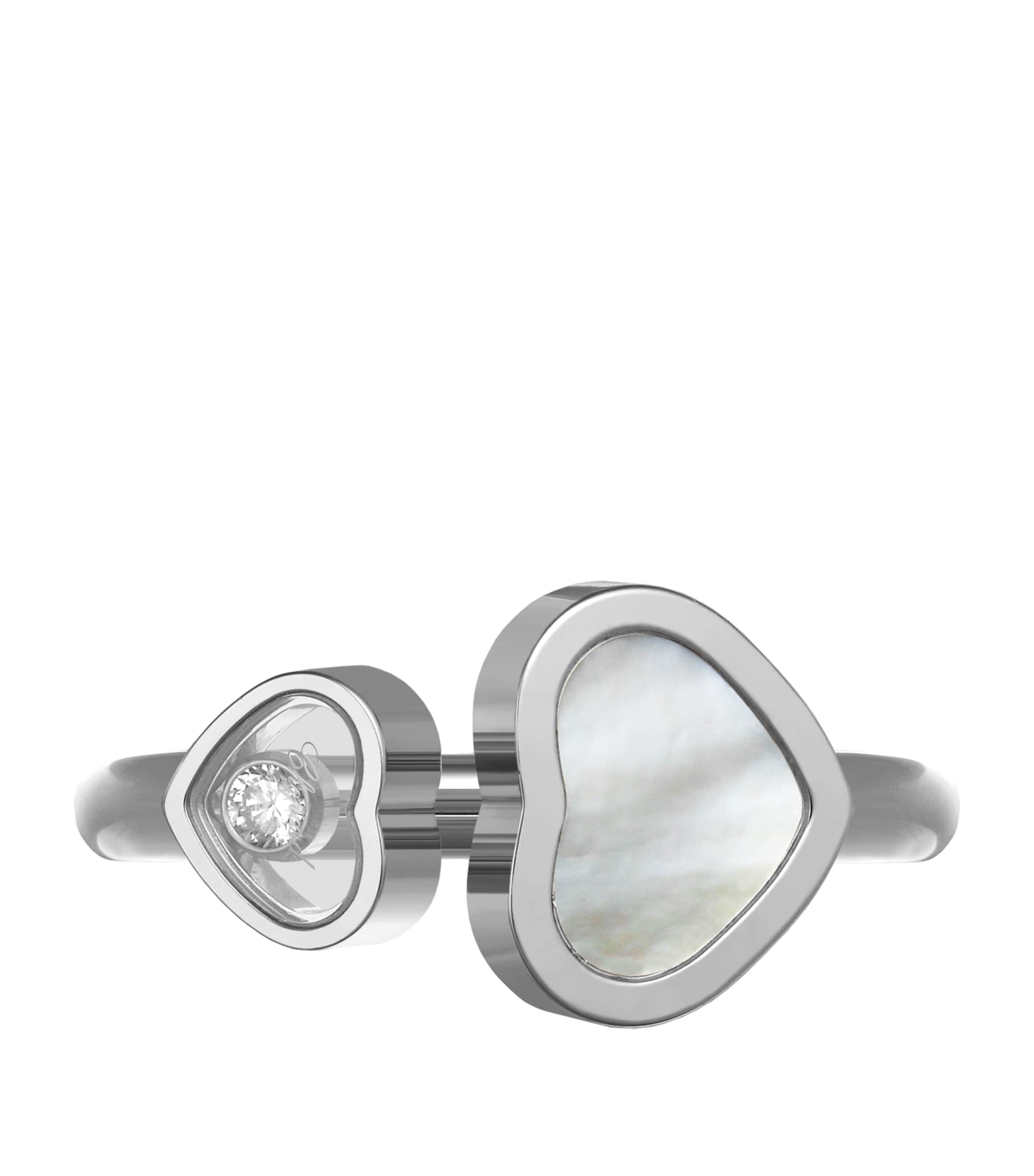 White Gold and Diamond Happy Hearts Ring Image 3