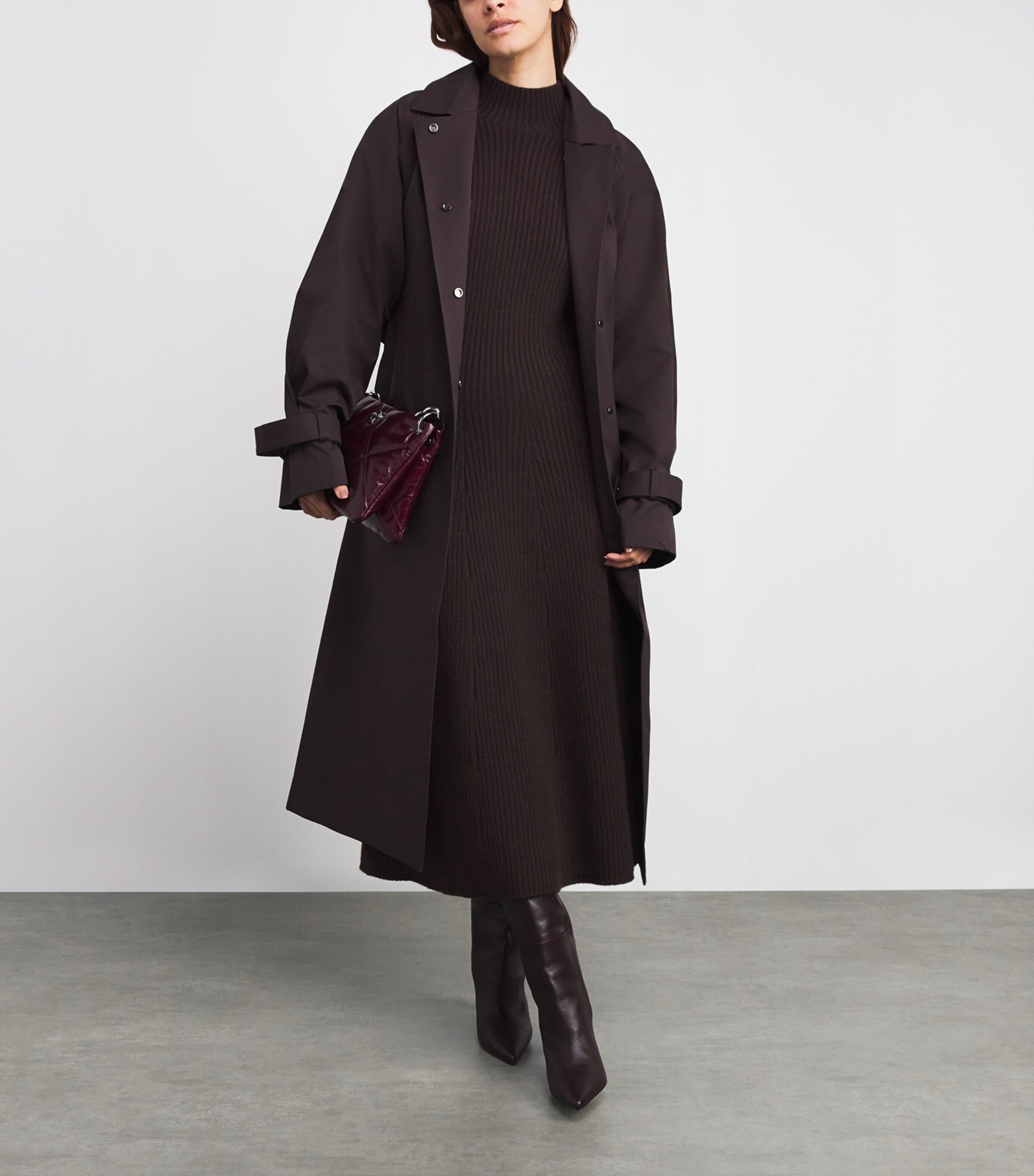 Cashmere-Blend Ribbed Midi Knitted Dress SB7290 MOLASSES Image 2