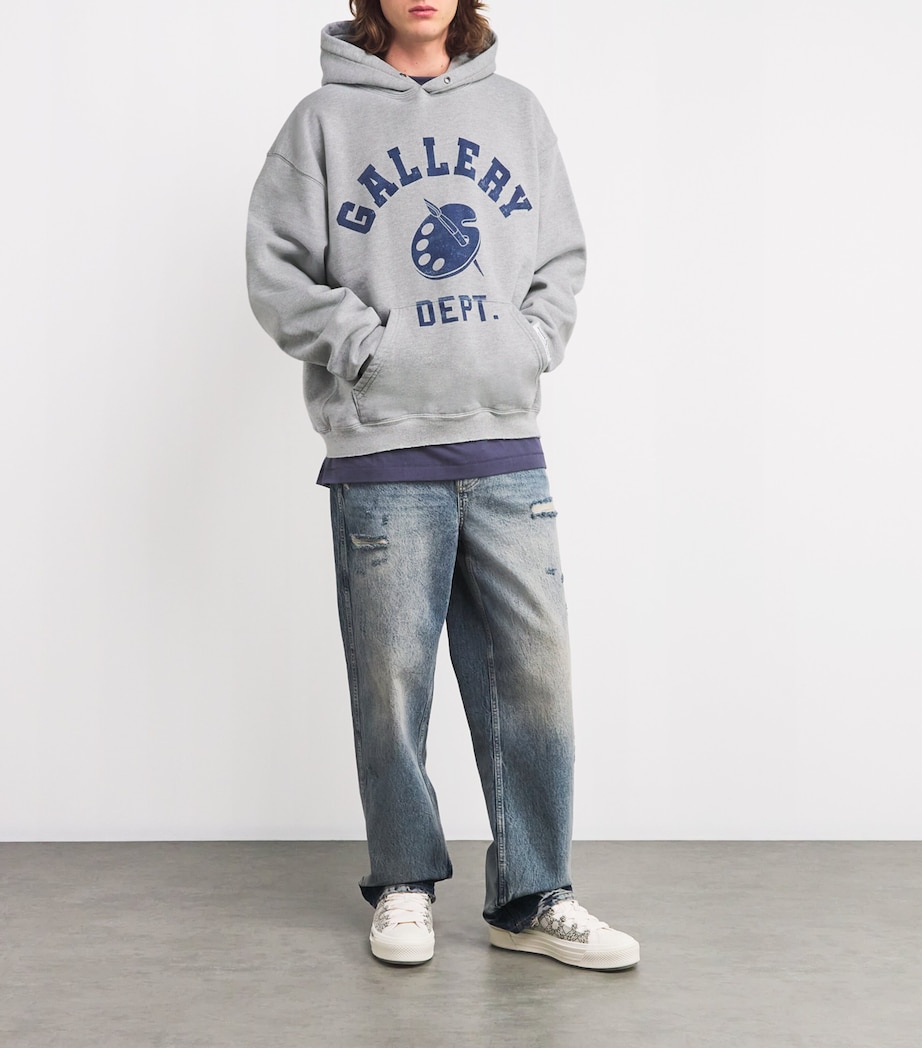 GALLERY DEPT. Mens Cotton Art Dept. Logo Hoodie Grey Image 2