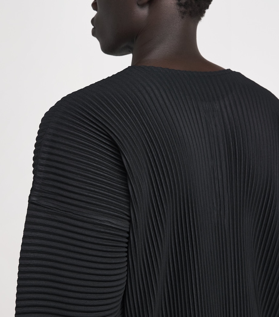 Homme Plissé Issey Miyake Mens Pleated Henley Shirt Black Image 3