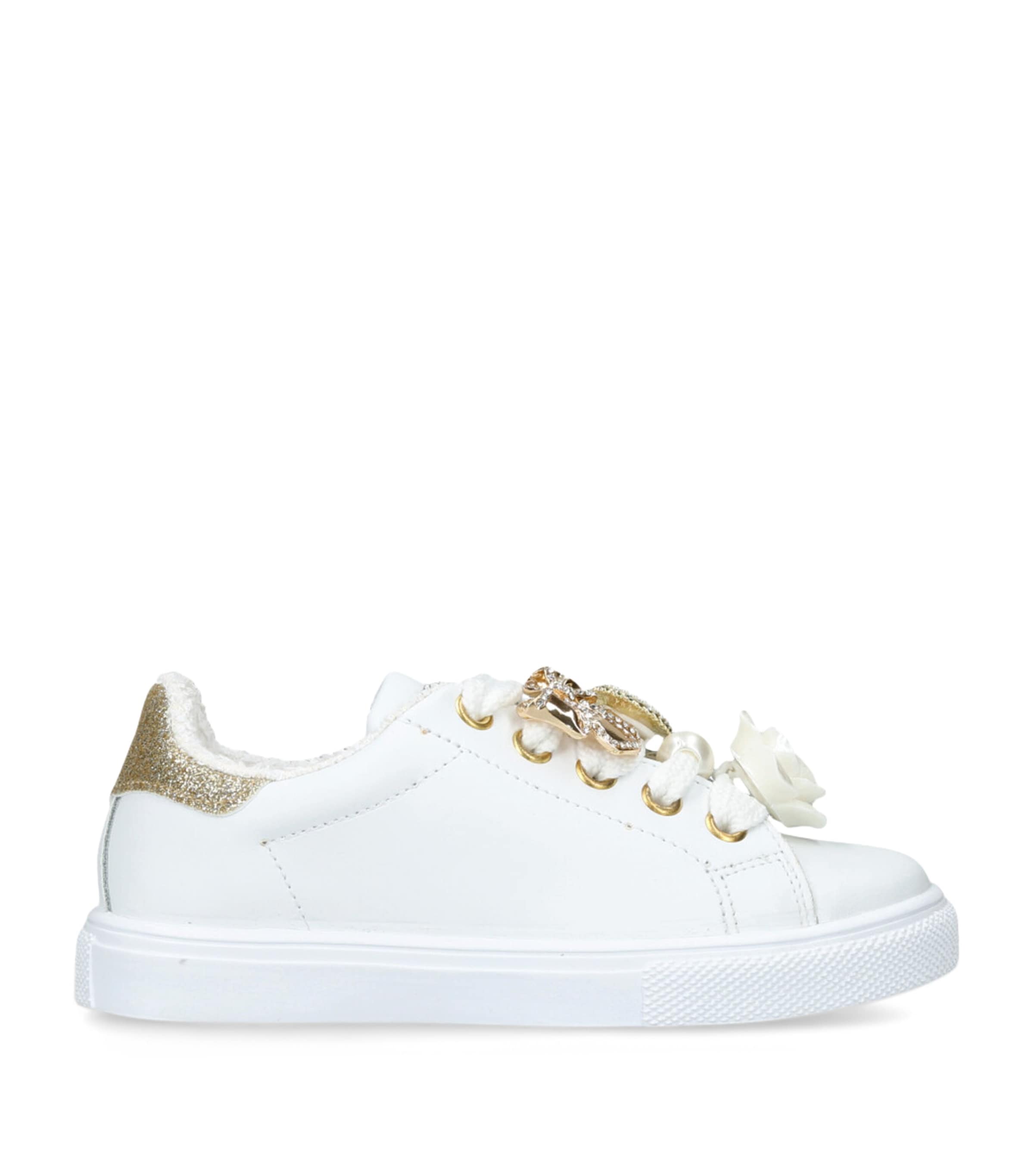Monnalisa Leather Charm Sneakers In White