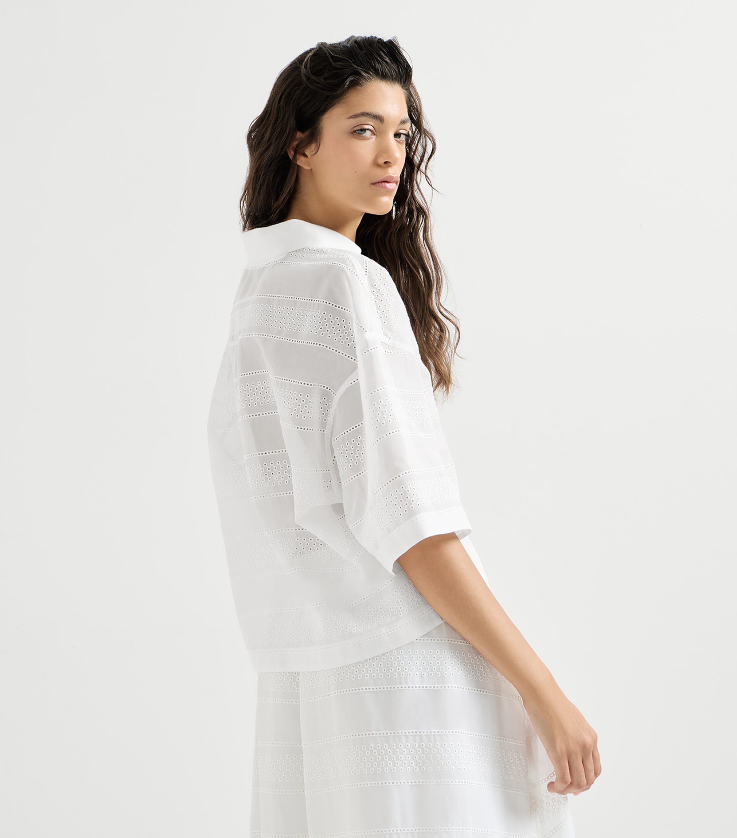 Brunello Cucinelli Womens Cotton Broderie Anglaise Top Image 5