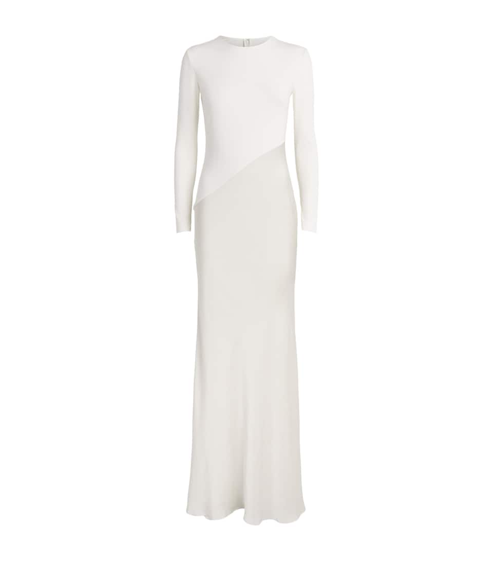 Roland Mouret Contrast-Seam Gown Cream