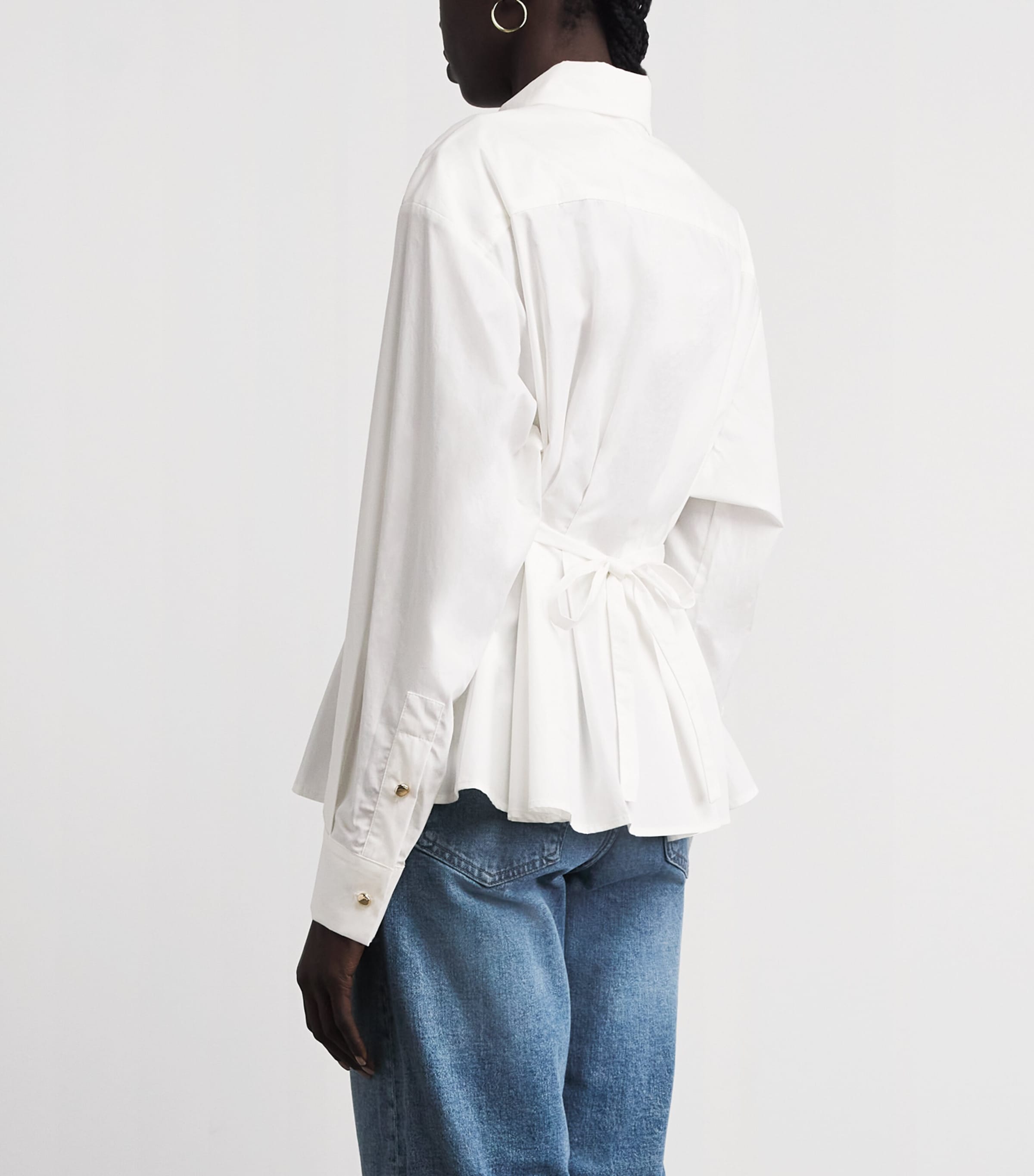 Maje Womens Cotton Fitted Lace-Up Shirt White Image 5