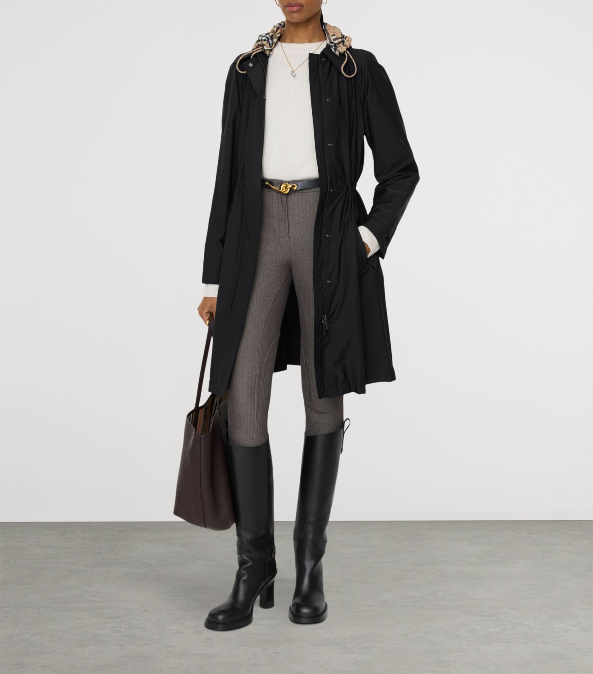 Burberry Womens Hooded Parka Black Image 2