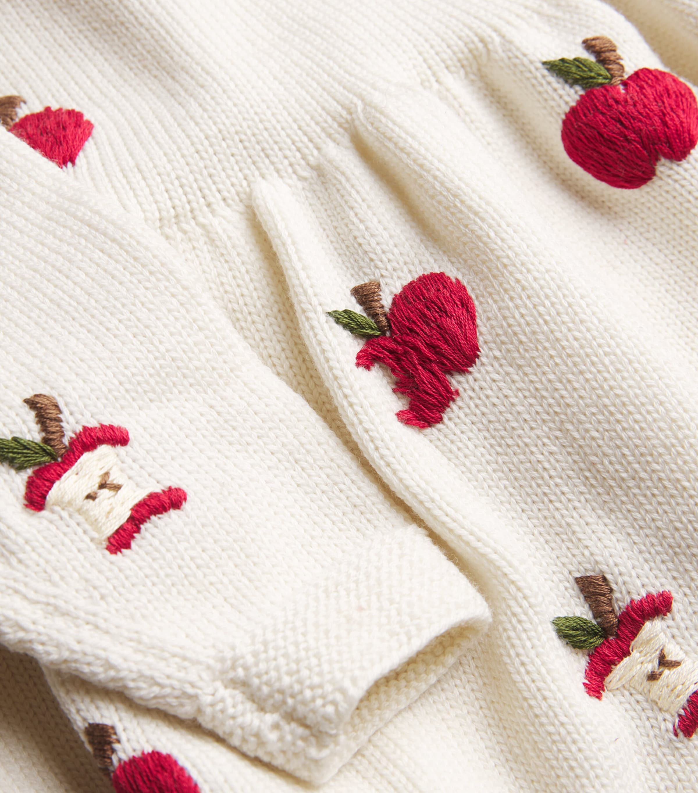 Merino Wool Apple Bodysuit (0-36 Months) CREAM WHITE Image 4