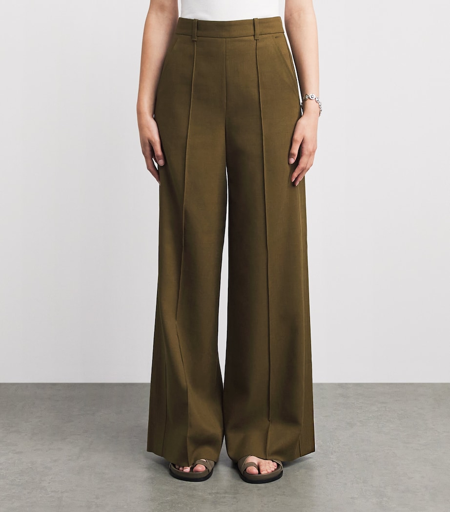 ME+EM Womens Forever Wide-Leg Trousers Olive Green Image 4