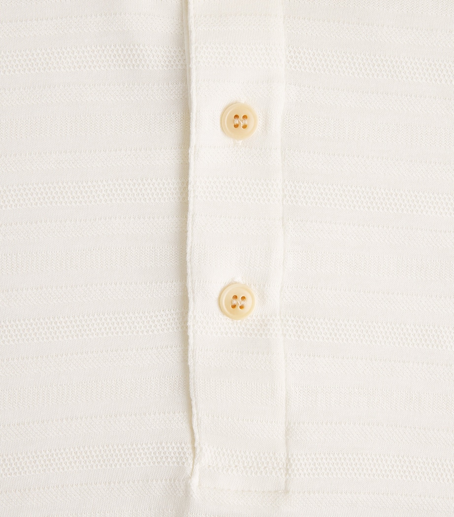 Oliver Spencer Mens Organic Cotton Jacquard Polo Shirt Cream Image 6