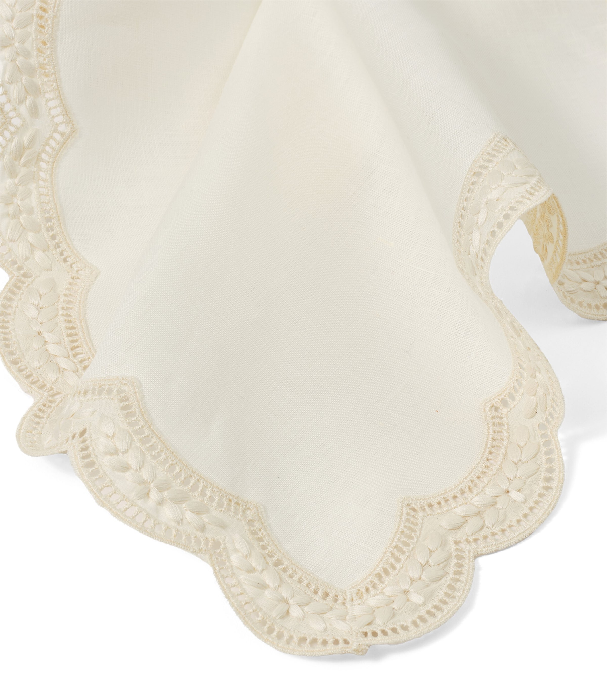 Linen Embroidered Emilia Napkin (50cm x 50cm) WHITE Image 2