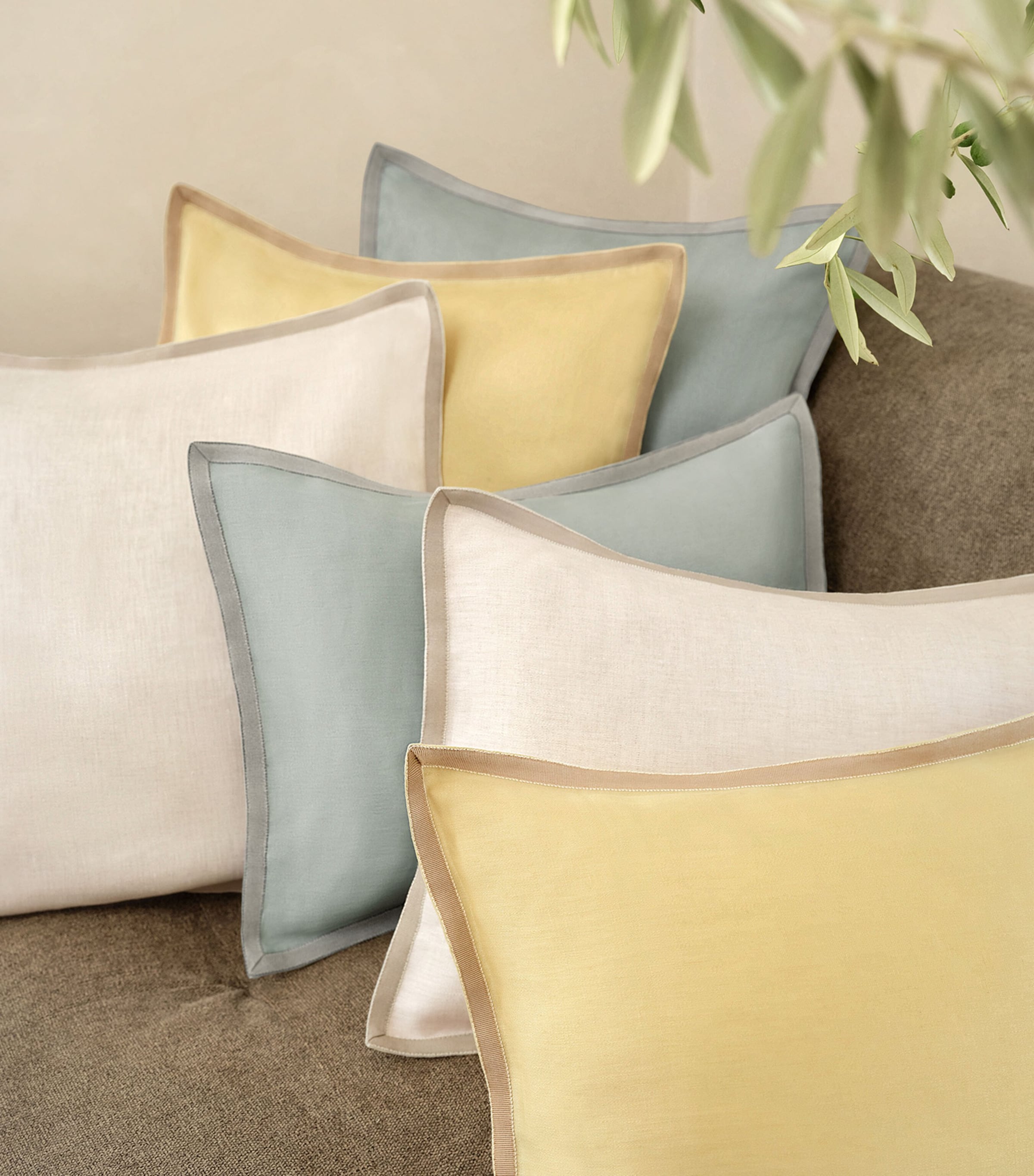 Linen Solene Cushion Cover 56cm x 56cm SAND Image 2