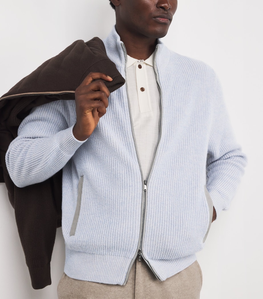 Cashmere Zip-Up Cardigan 3A.13 - SKY Image 6