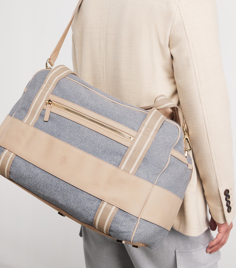 Wool Canvas Leather-Trim Gym Bag GRIGIO ARGILLA Image 2