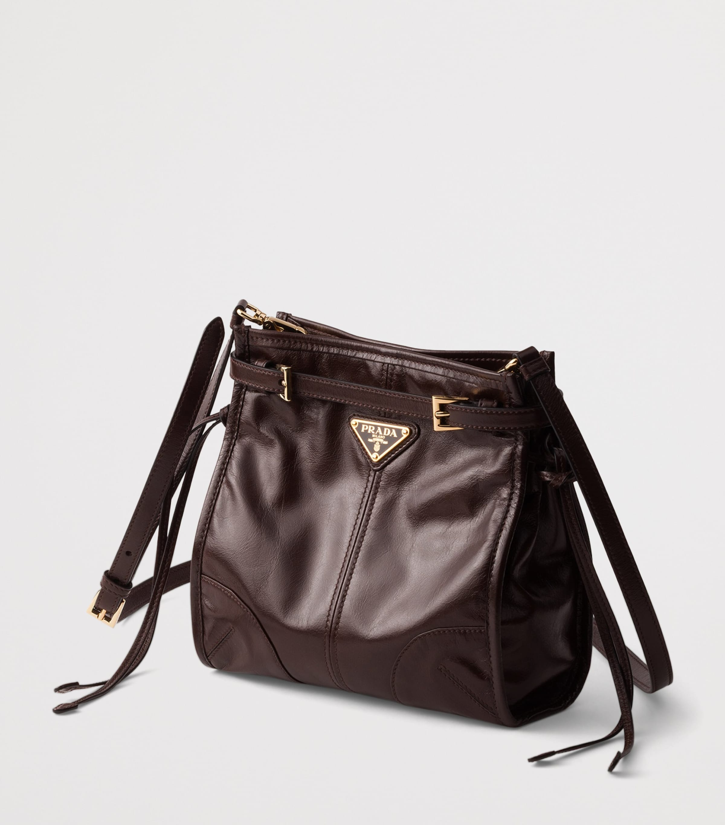 Prada Mini Leather Bonnie Shoulder Bag Brown Image 2