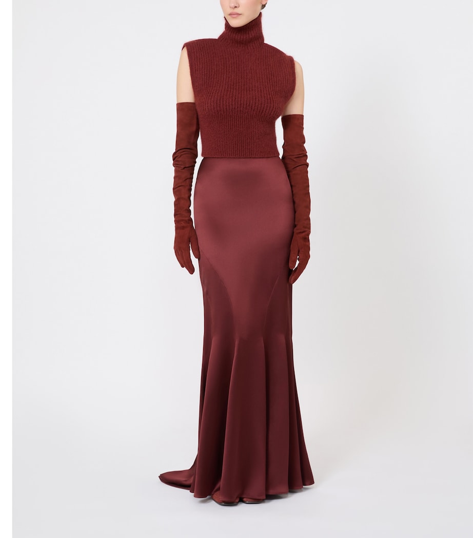 Max Mara Womens Silk Maxi Skirt Rust Image 4