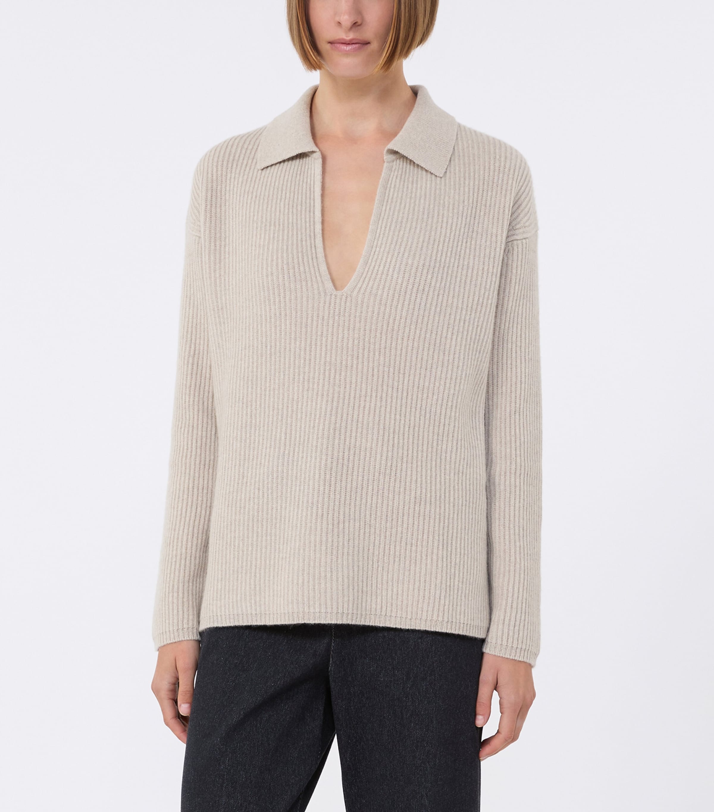 Cashmere Collared Sweater BEIGE Image 3