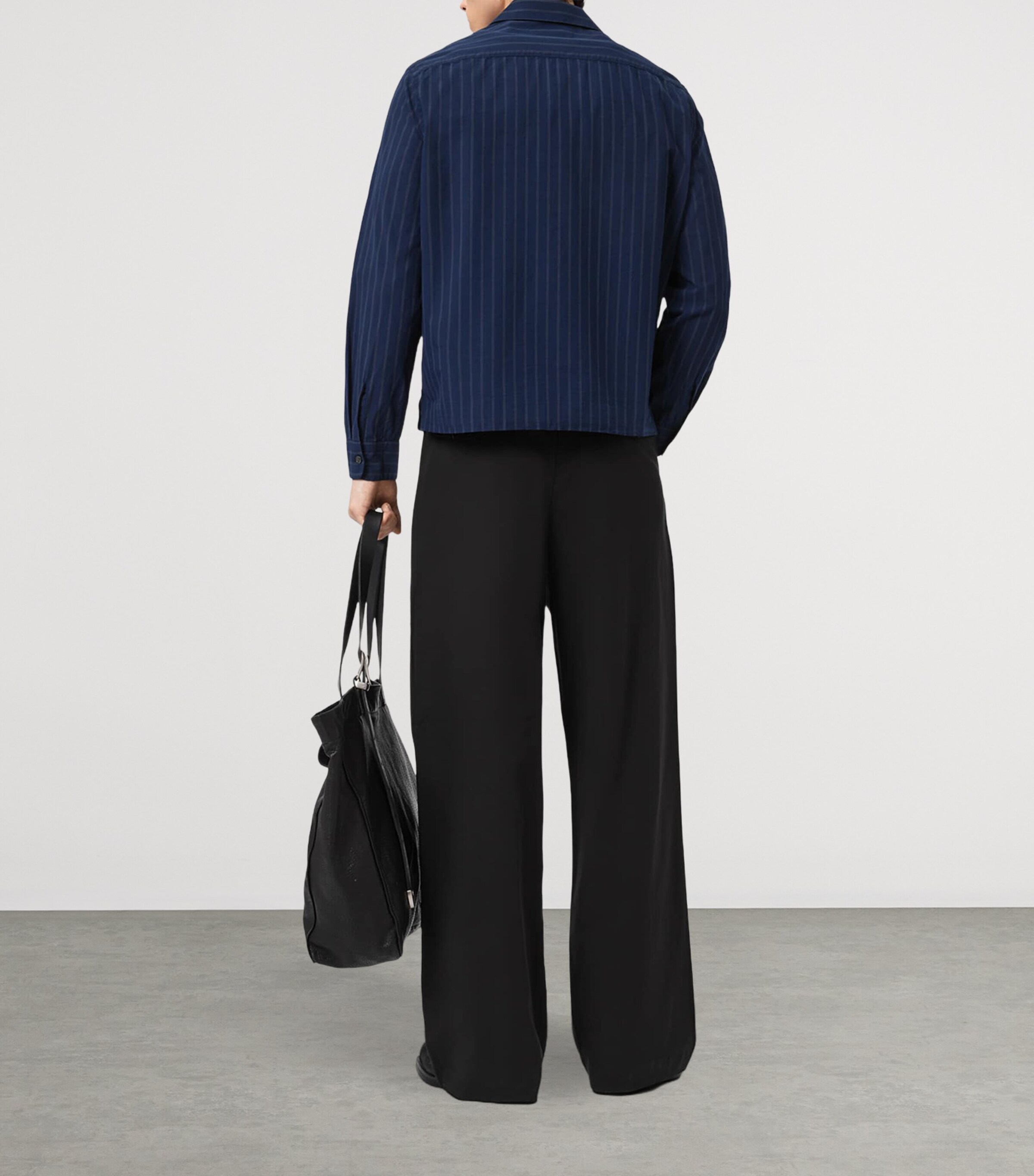 AllSaints Mens Conway Wide-Leg Trousers Black Image 8