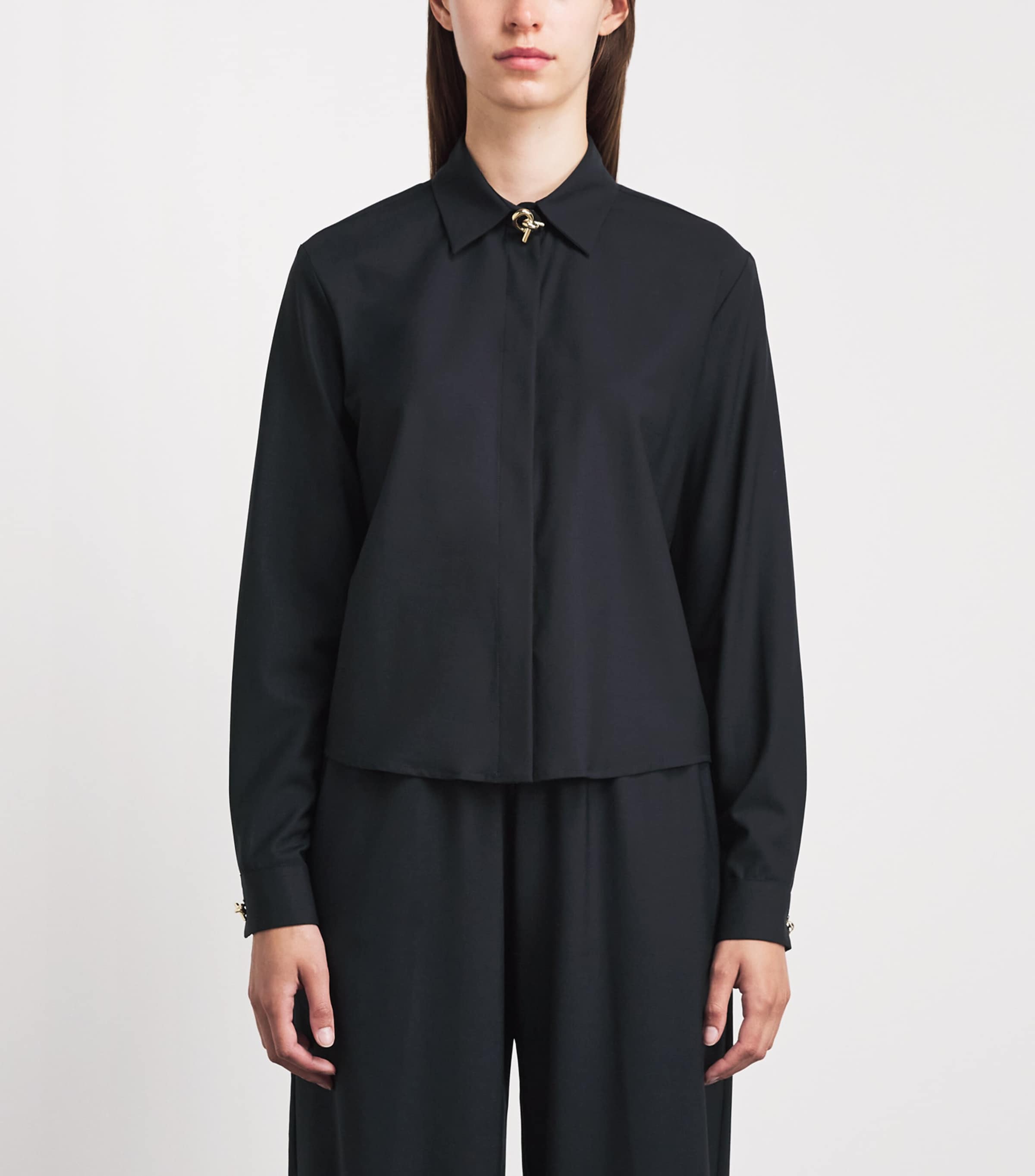 Fabiana Filippi Womens Merino-Blend Shirt Blu Notte Image 4